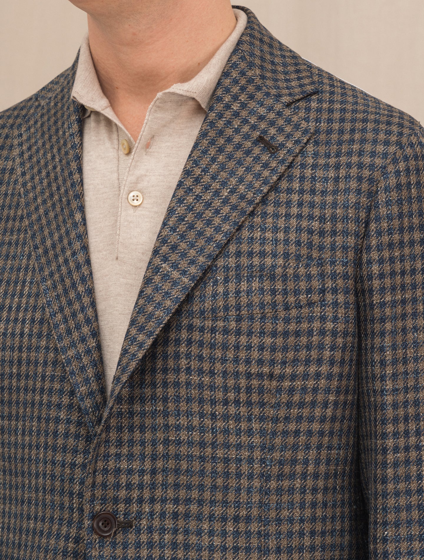 Single Breasted Wool Silk Linen jacket Brown | Gabucci