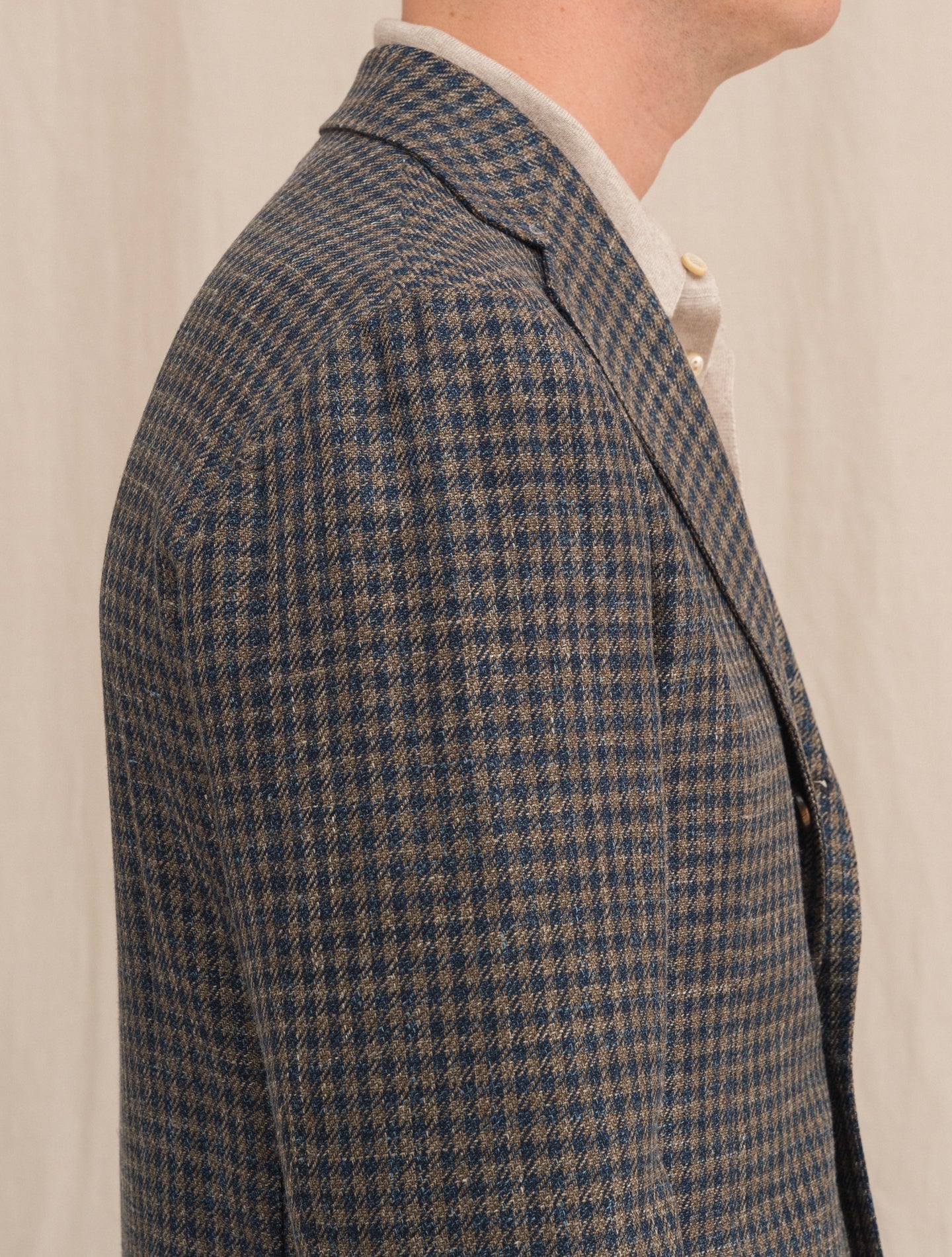 Single Breasted Wool Silk Linen jacket Brown | Gabucci