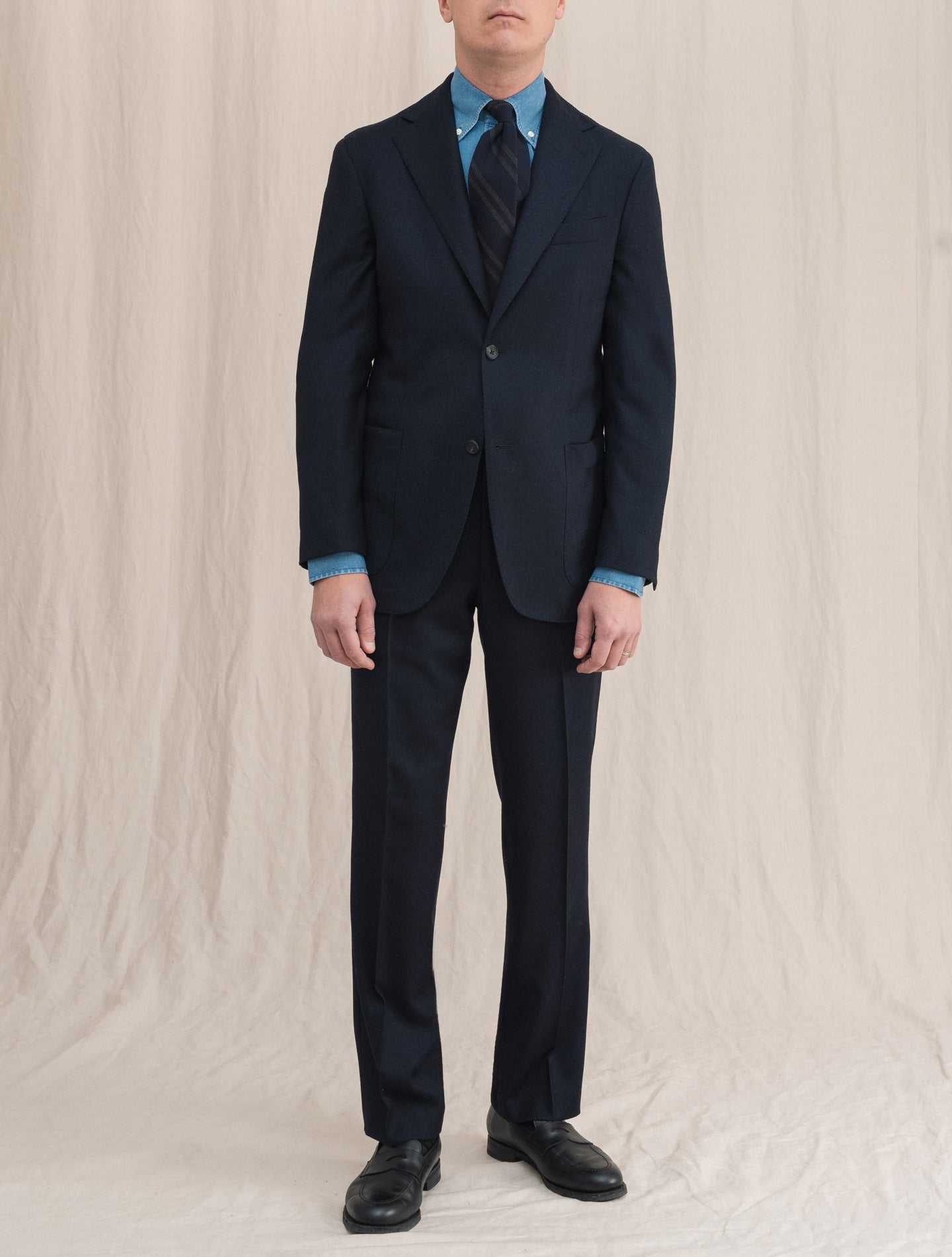 Single Breasted Wool Suit Navy | Gabucci