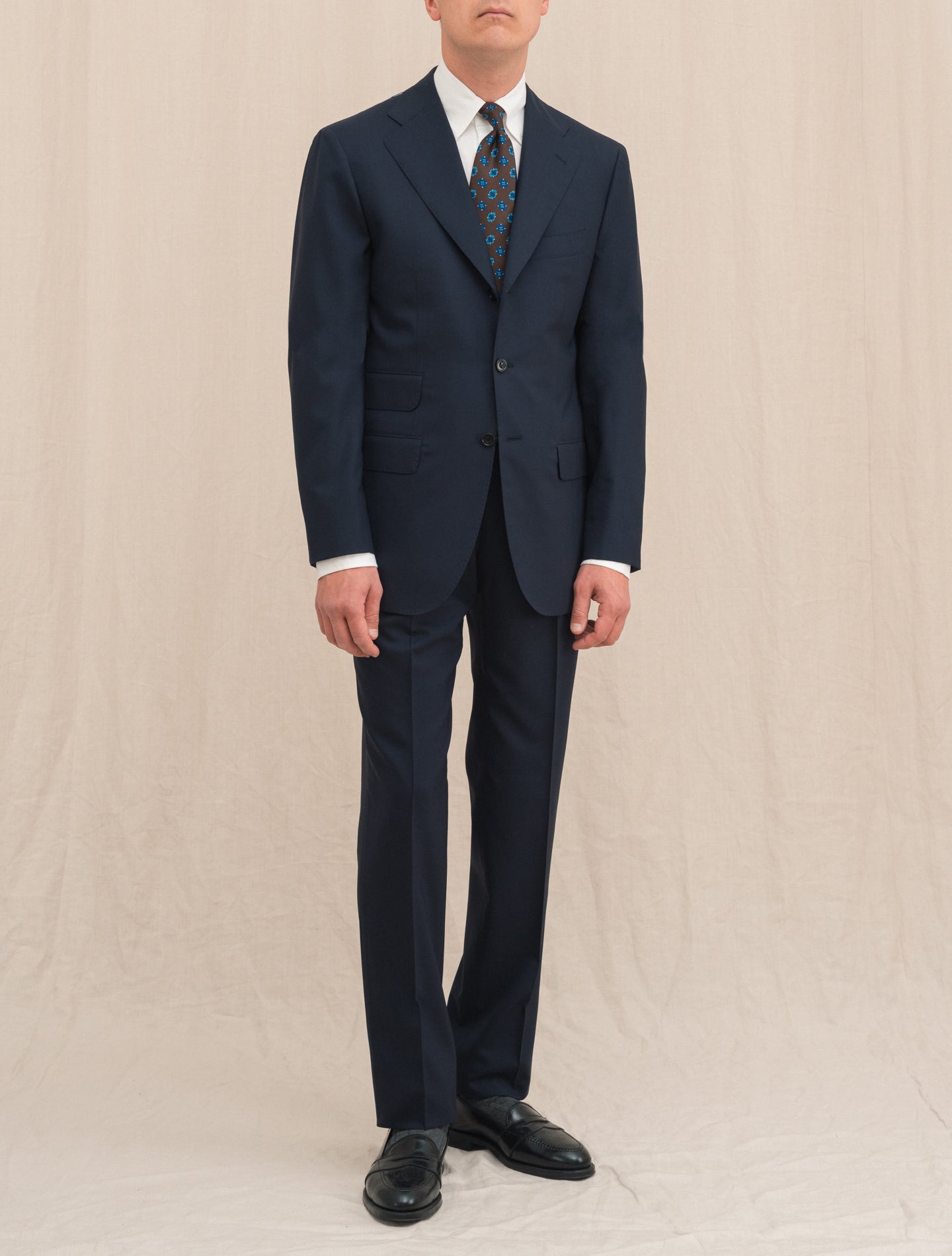 Single Breasted Wool Suit Navy | Gabucci