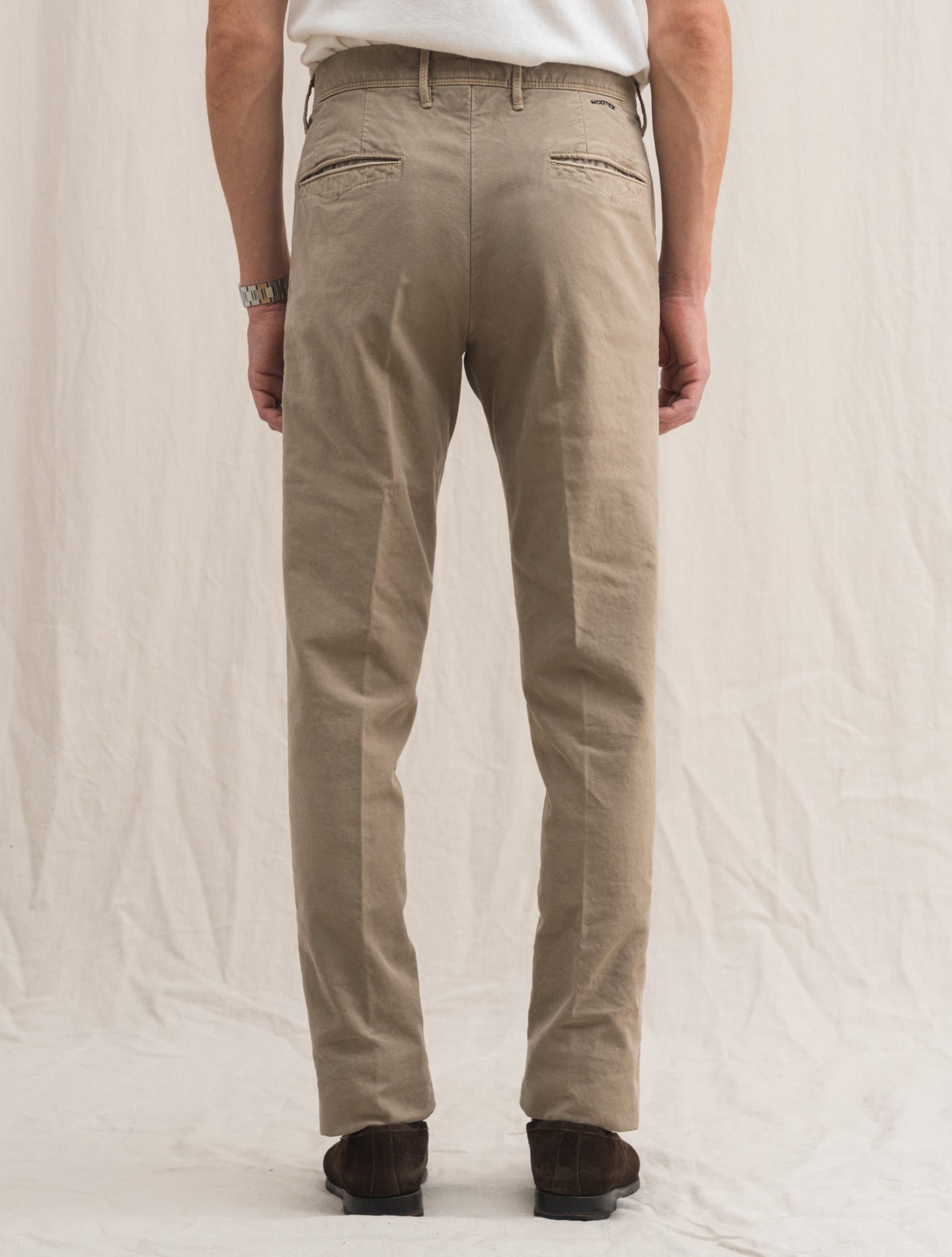 Slim Fit Cotton Slacks Beige | Gabucci