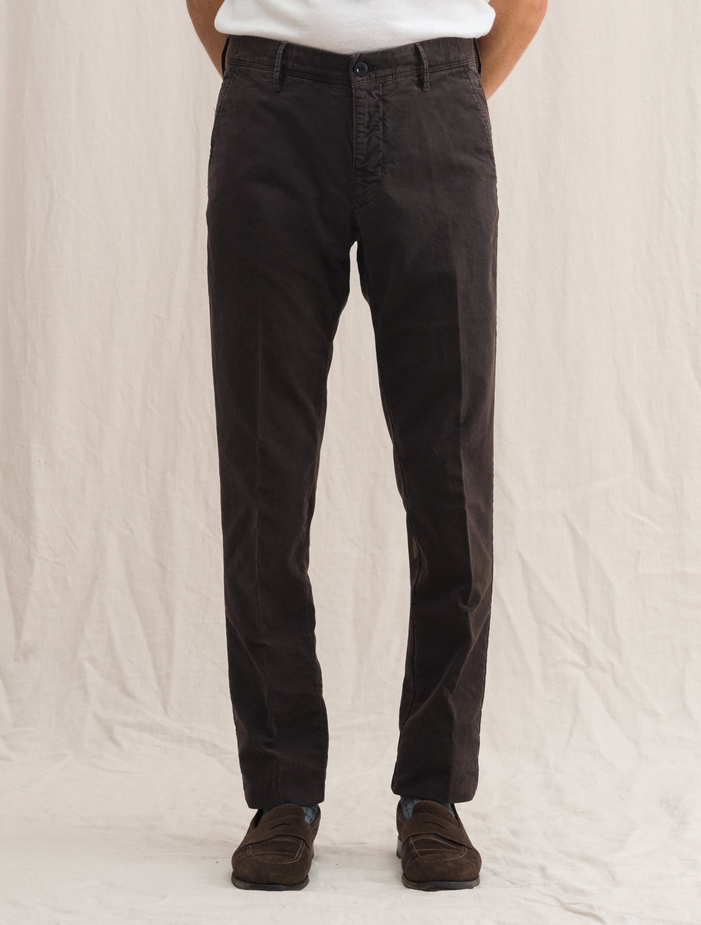 Slim Fit Cotton Slacks Brown | Gabucci