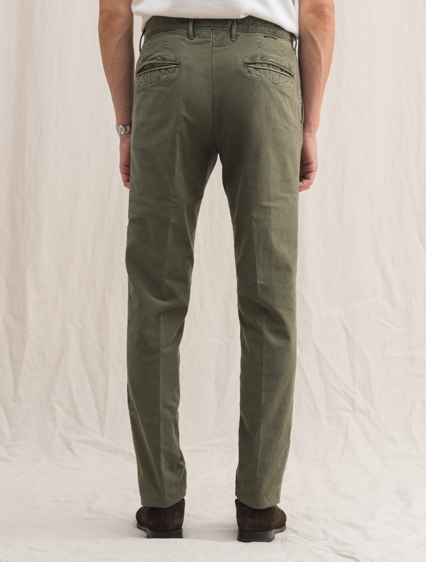 Slim Fit Cotton Slacks Green | Gabucci