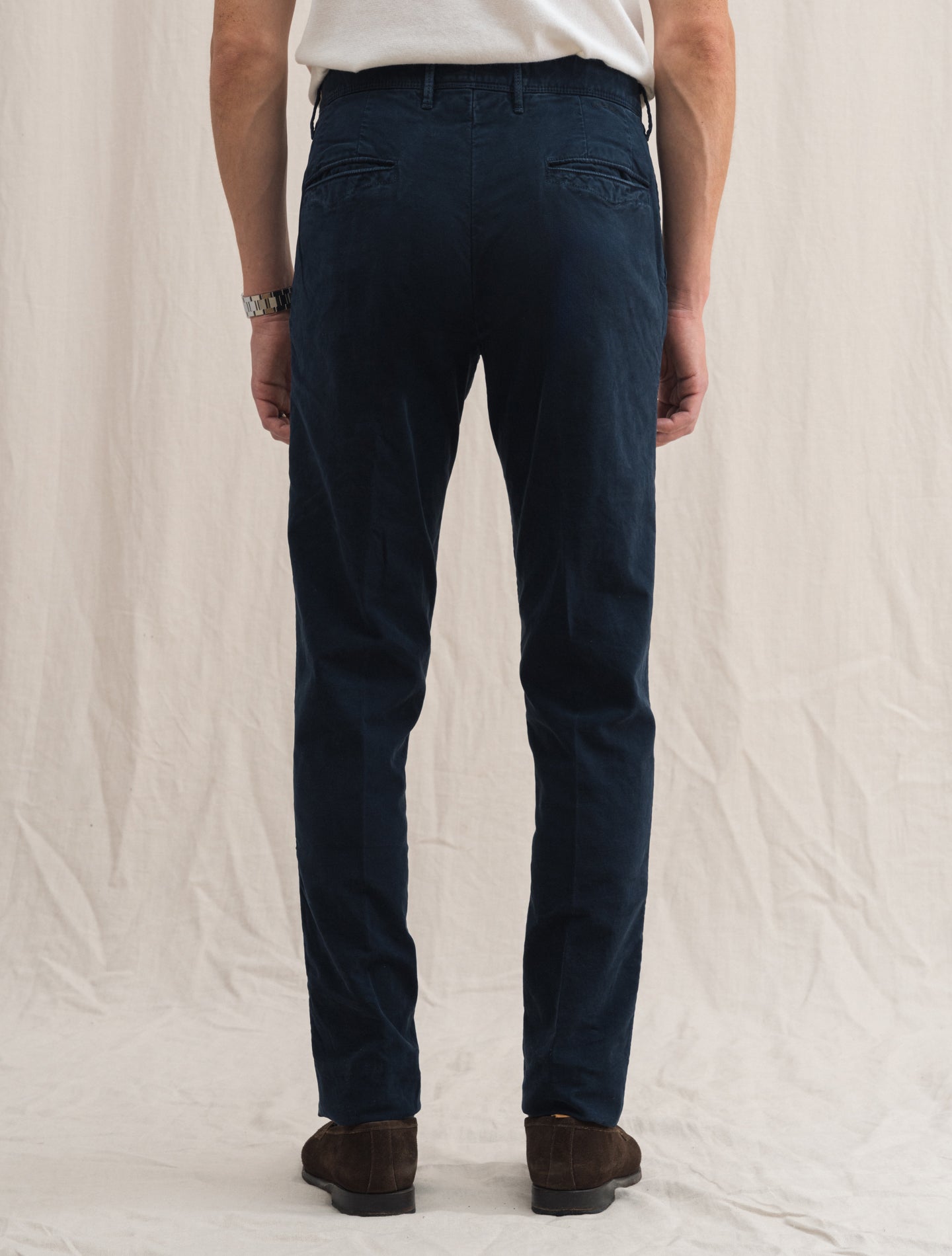 Slim Fit Cotton Slacks Navy | Gabucci