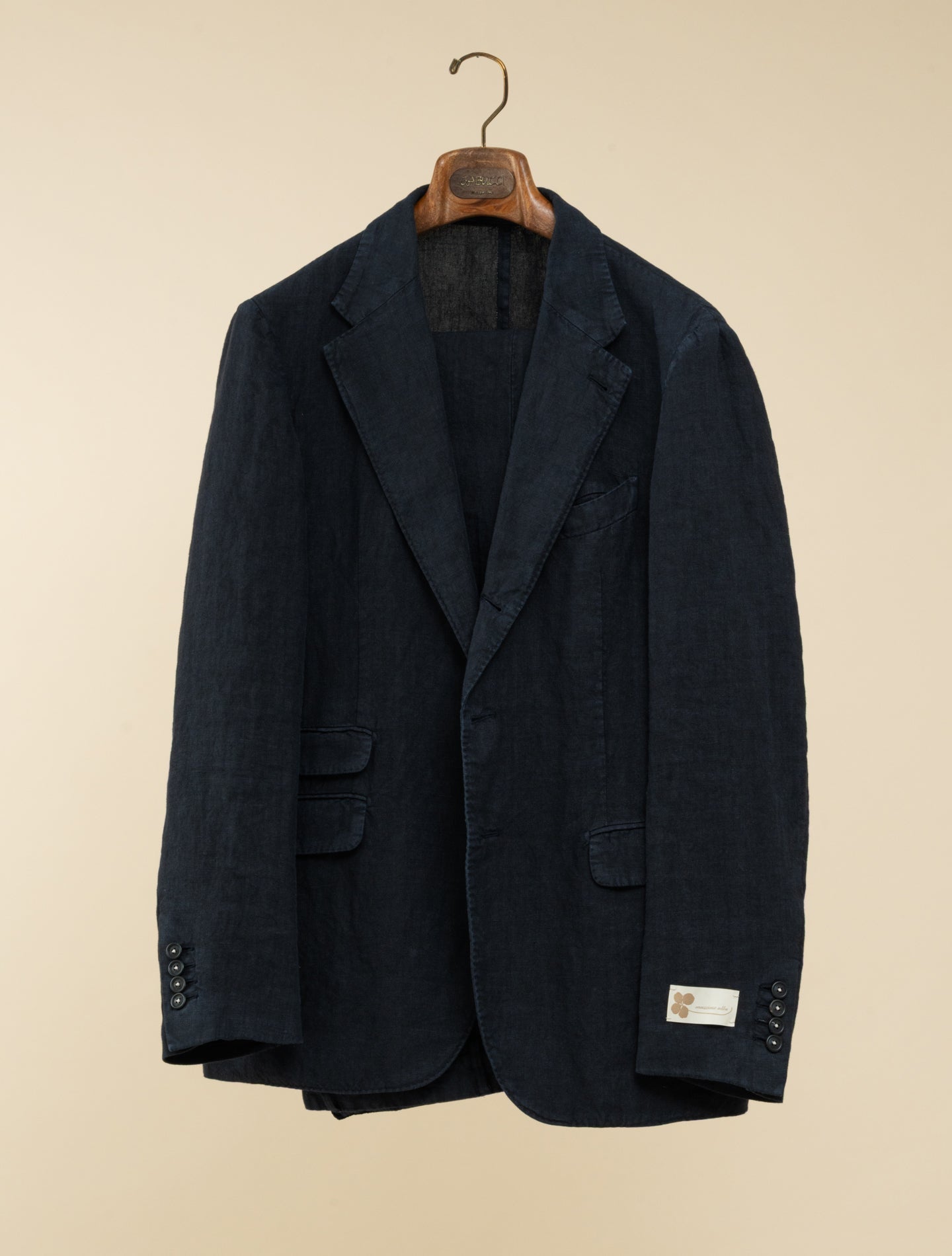 Sloop Single Breasted Linen Suit Navy Massimo Alba Suits 46