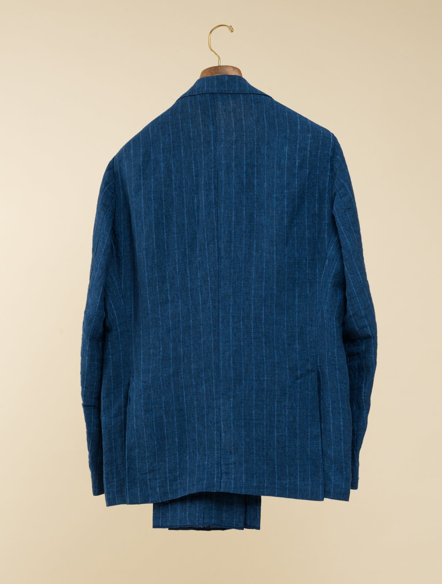 Sloop Single Breasted Pinstriped Linen Suit Navy Massimo Alba Suits 48