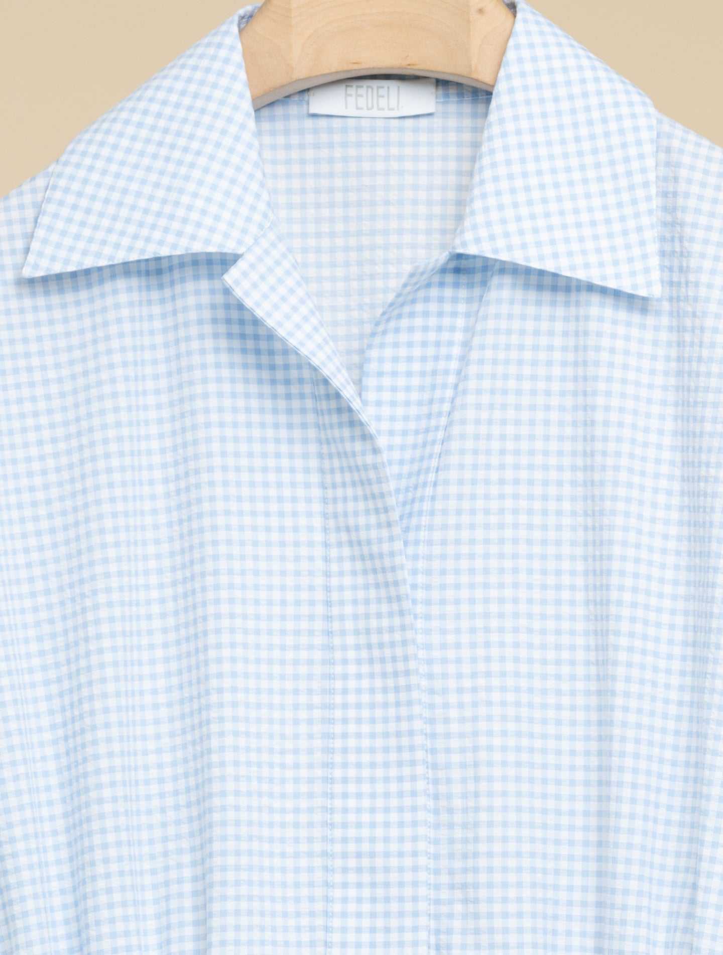 Soler Seersucker Pattern Dress Light Blue Fedeli Dresses IT 38