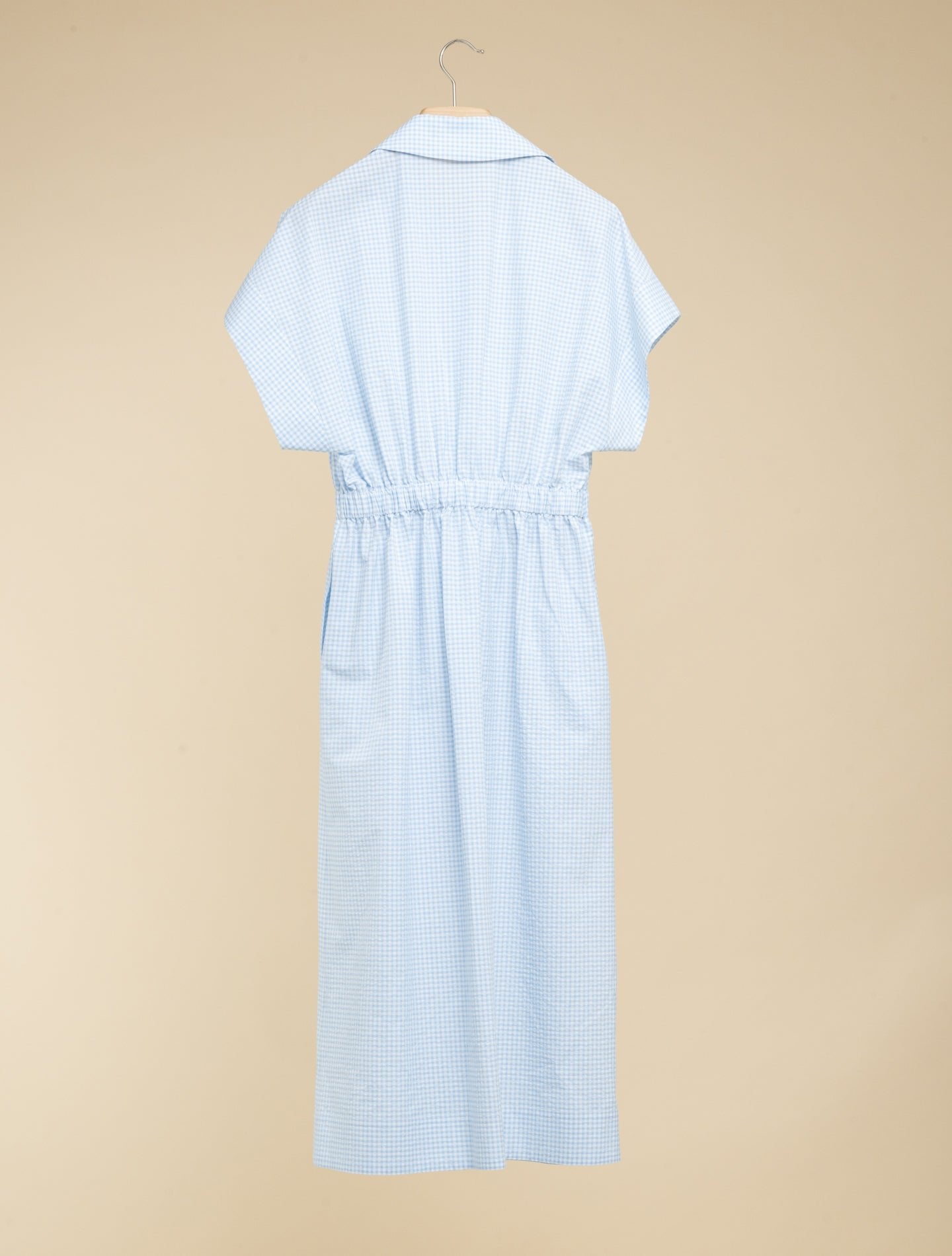 Soler Seersucker Pattern Dress Light Blue Fedeli Dresses IT 38