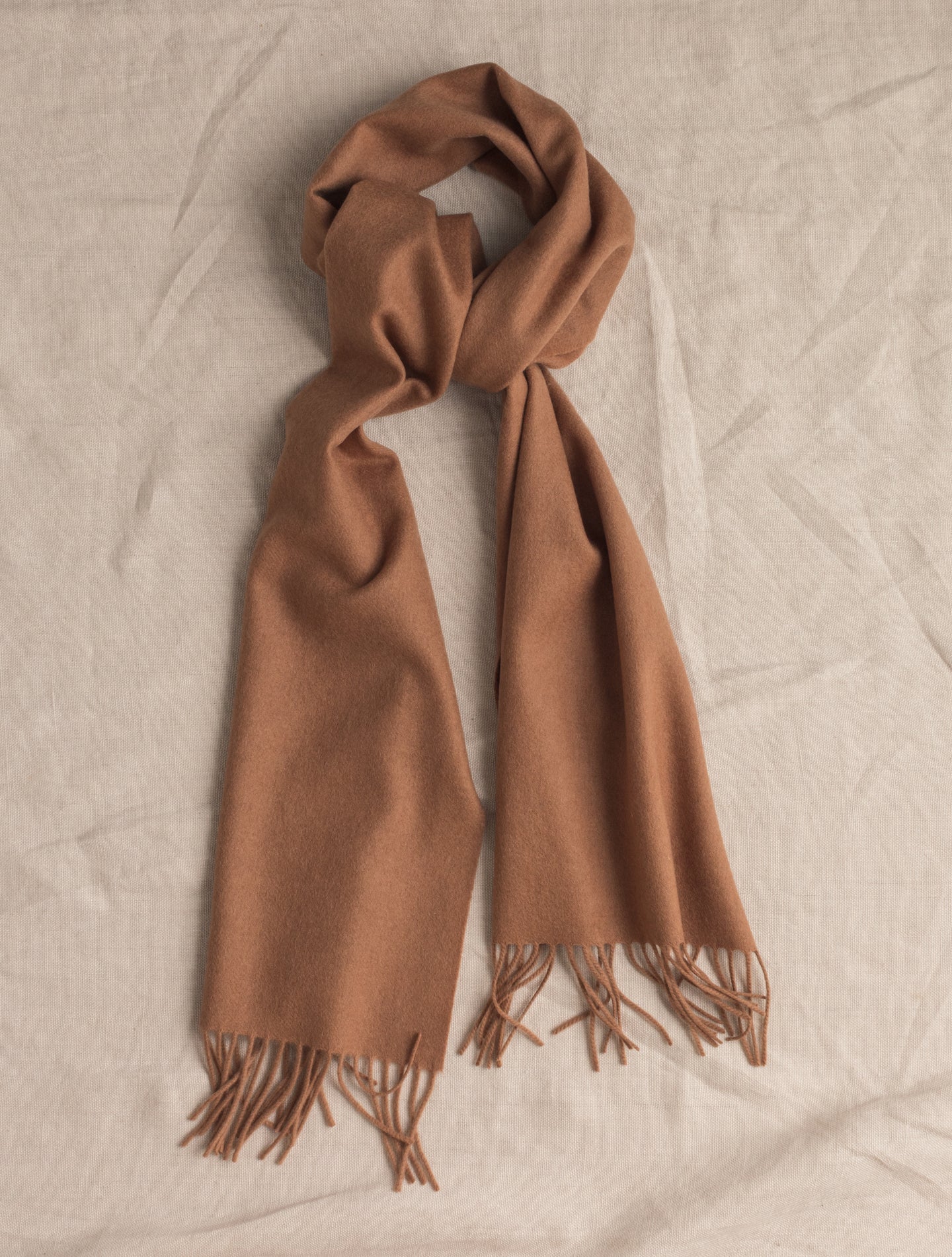 Solid Cashmere Scarf Cognac | Gabucci