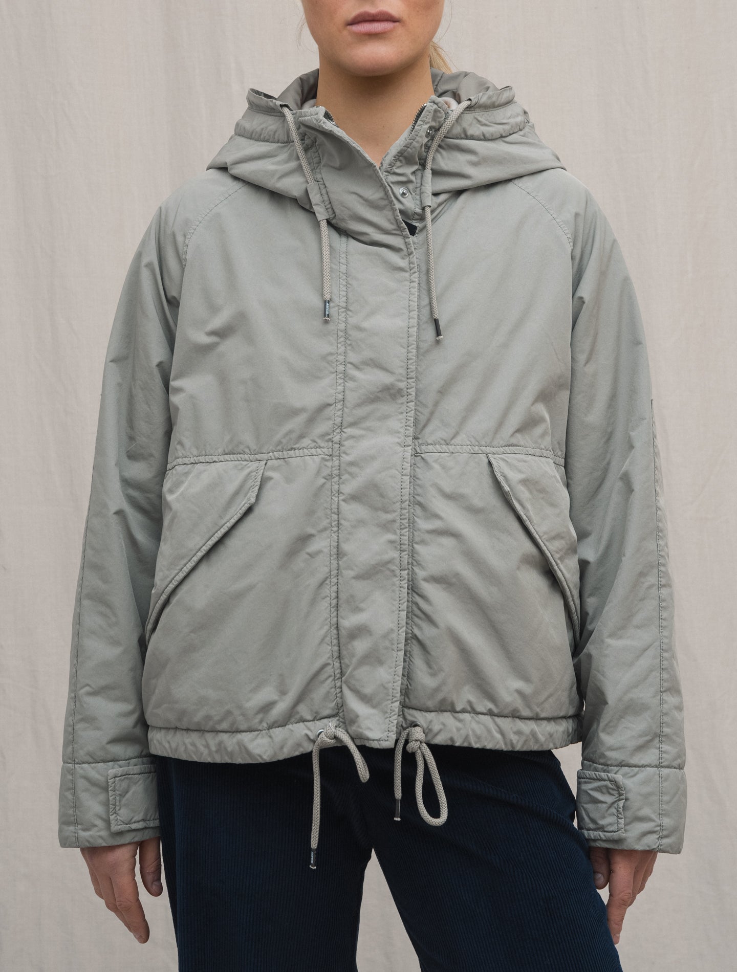 Solomon Padded A-line Parka Greige | Gabucci