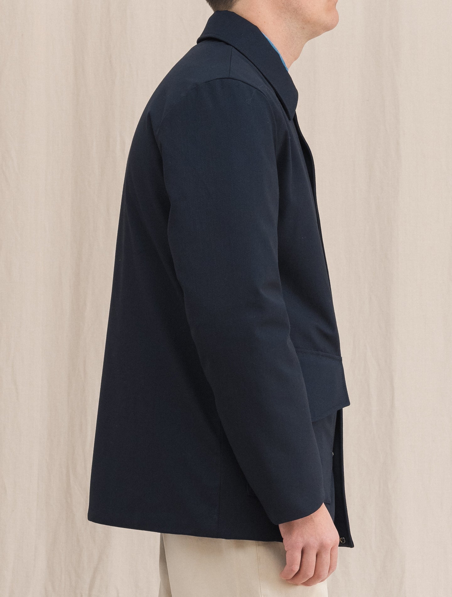 Stock Twill Wool Padded Jacket Navy | Gabucci