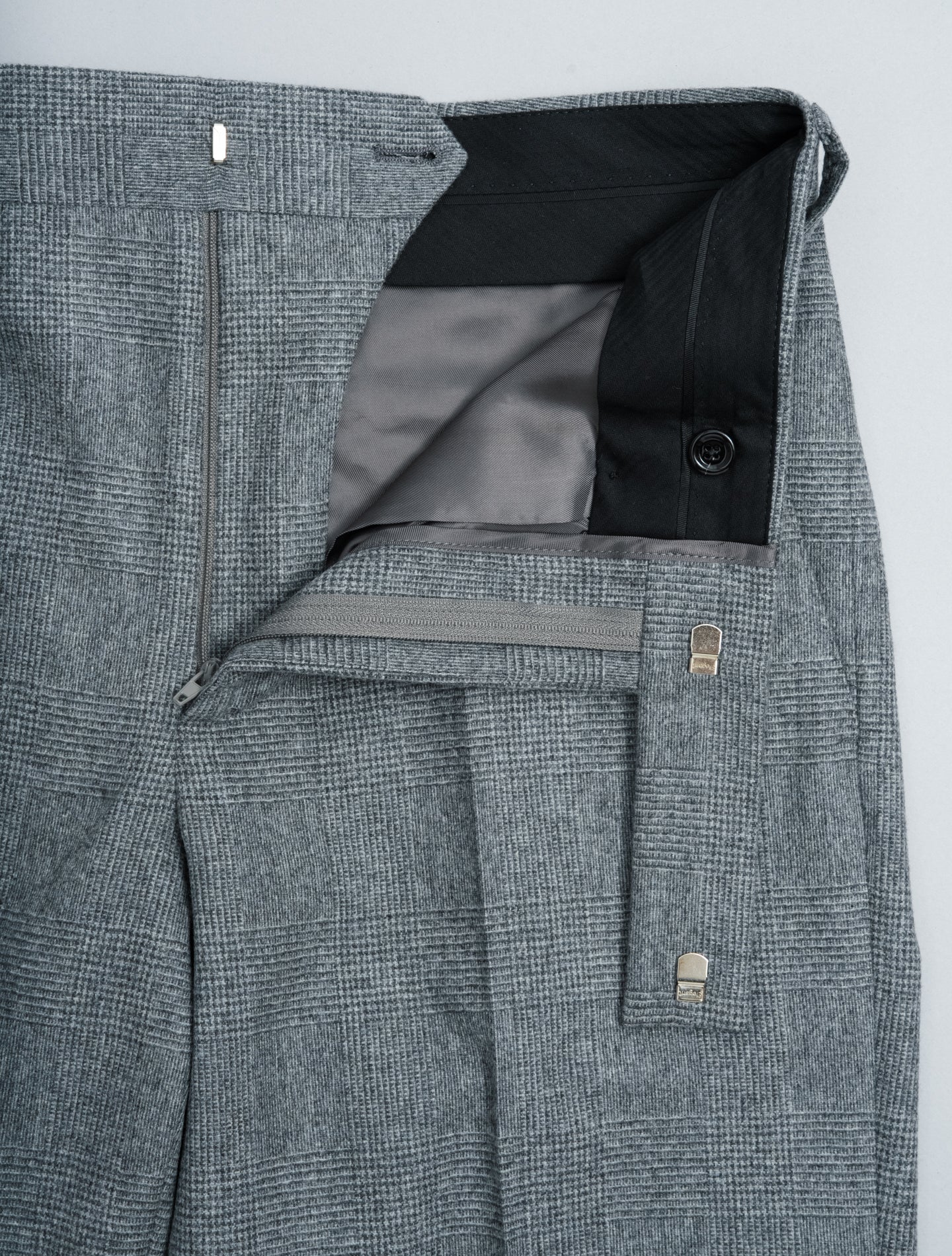 Straight Fit Glencheck Wool Cashmere Trousers Grey Lardini Trousers IT 40