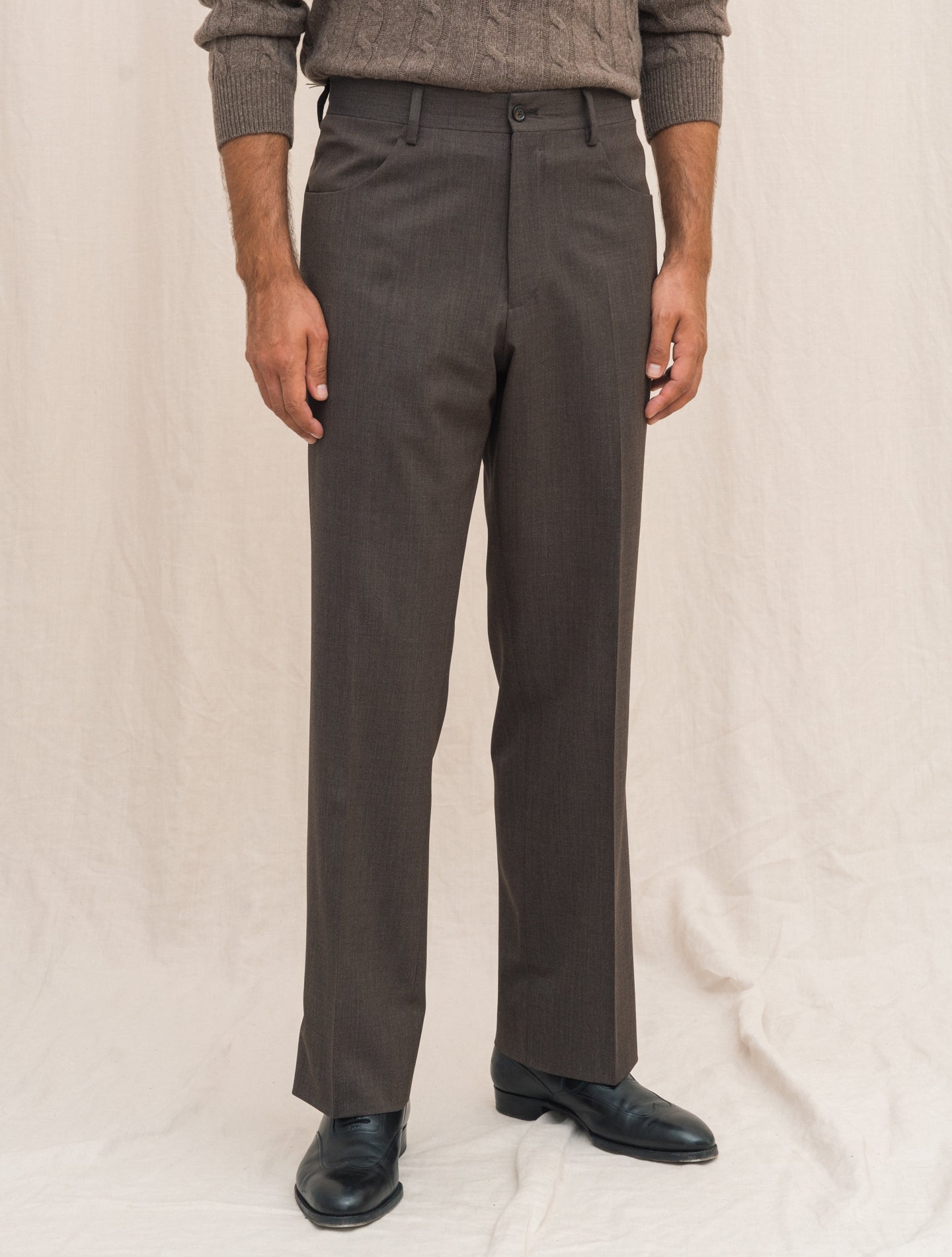 Straight Fit Wool Trousers Brown Lardini Trousers 48