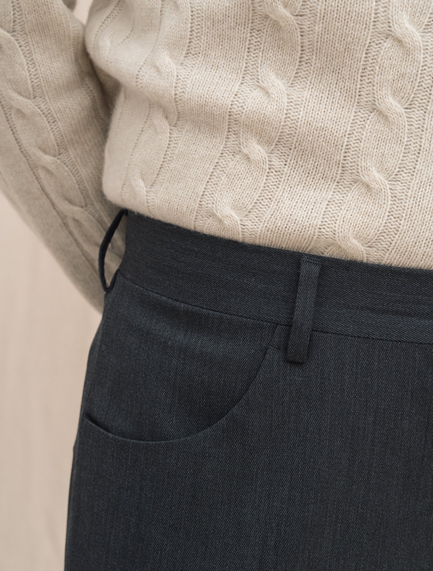 Straight Fit Wool Trousers Dark Grey Lardini Trousers Gabucci