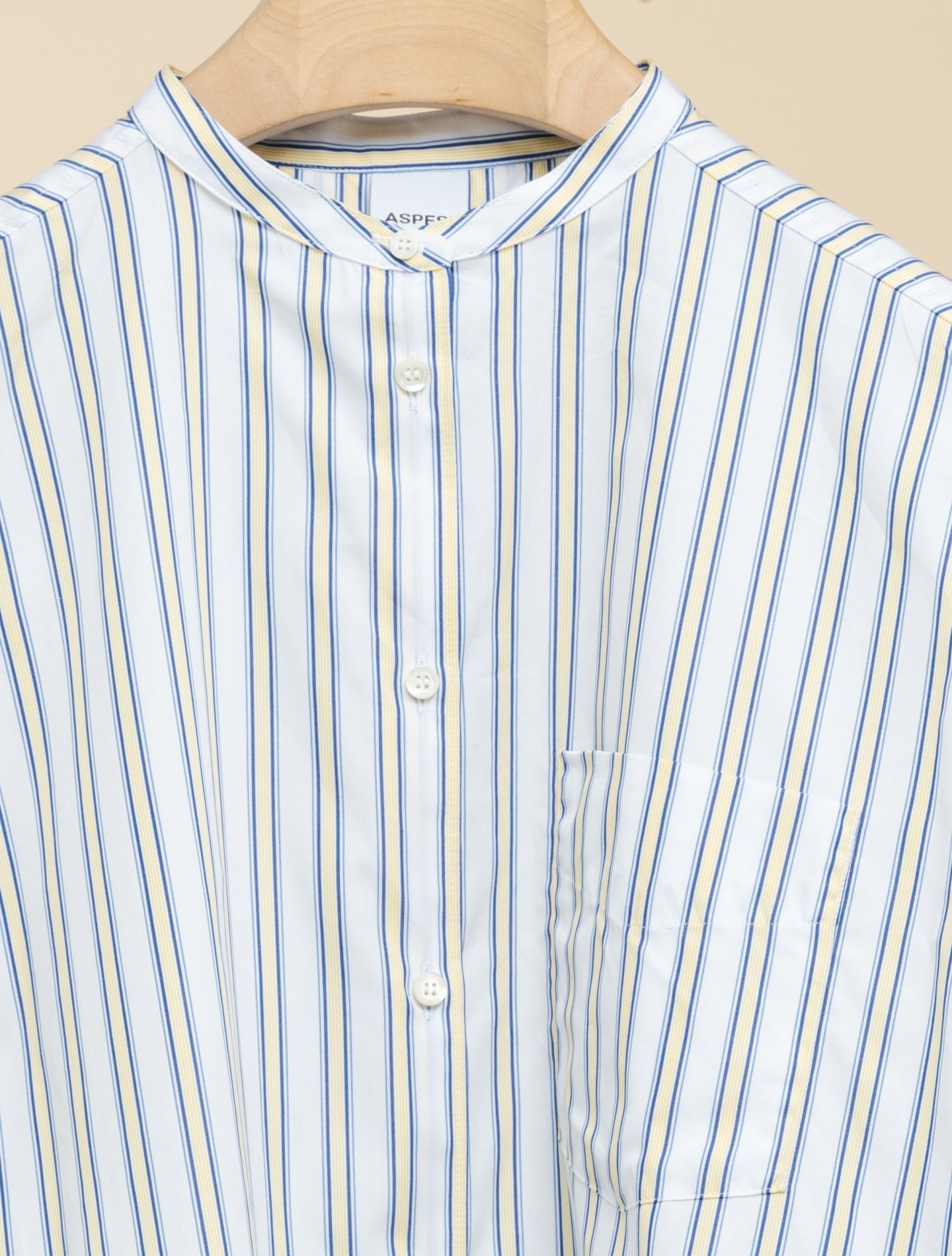 Striped A - lined Poplin Short Sleeve Shirt Yellow Aspesi Shirts IT 38