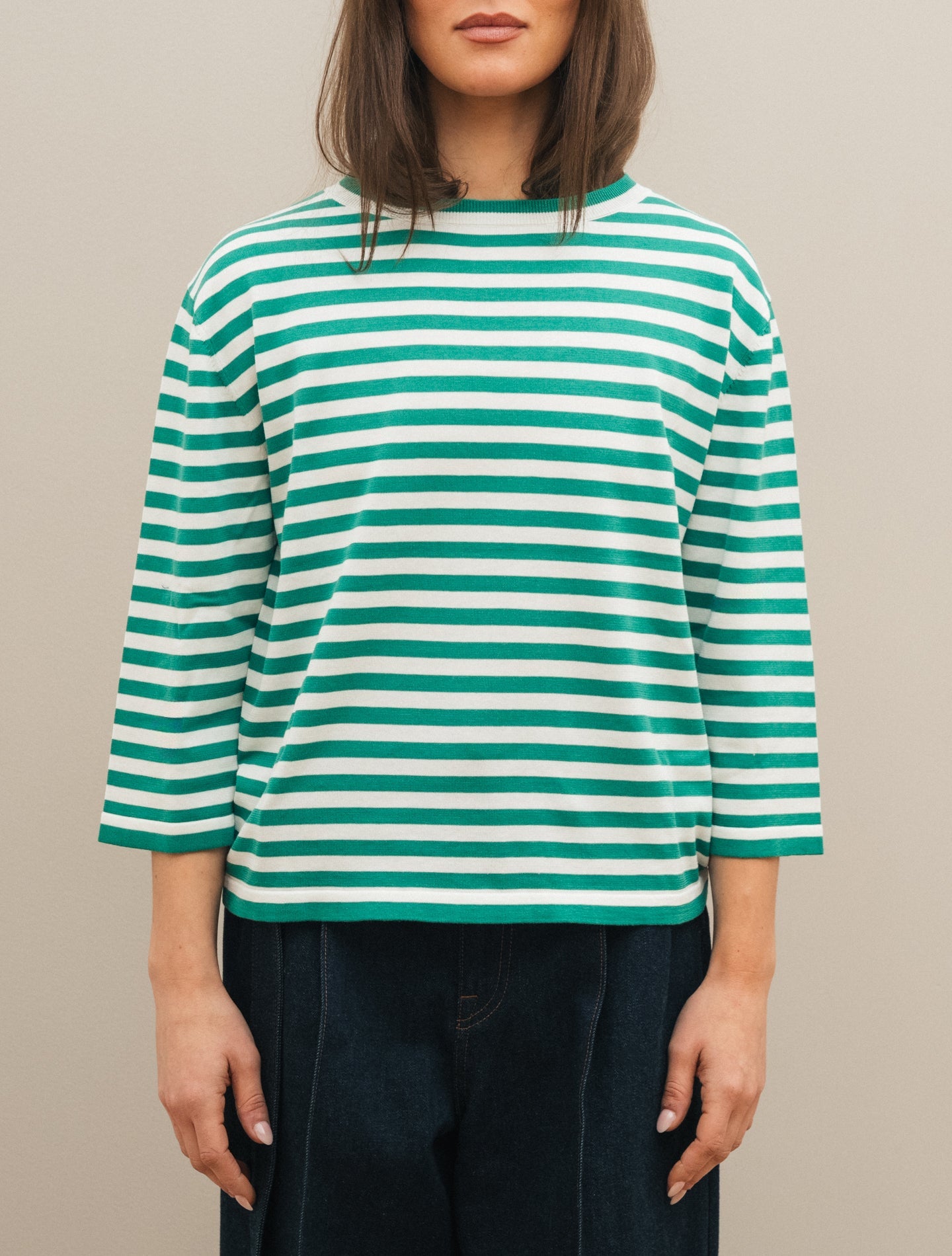 Striped Boatneck Sweater Riga Green Aspesi Knitwear IT 38