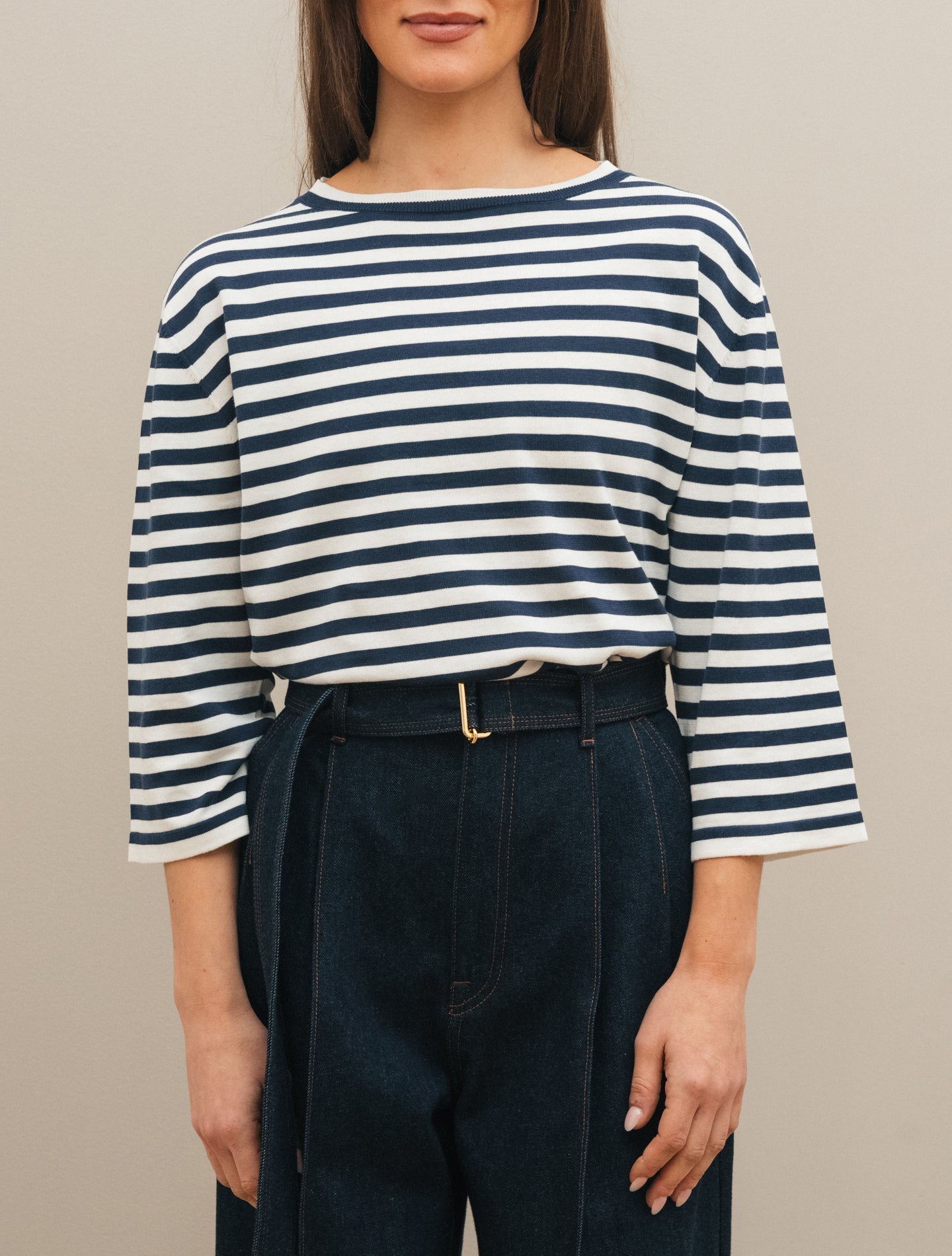 Striped Boatneck Sweater Riga Navy Aspesi Knitwear IT 38