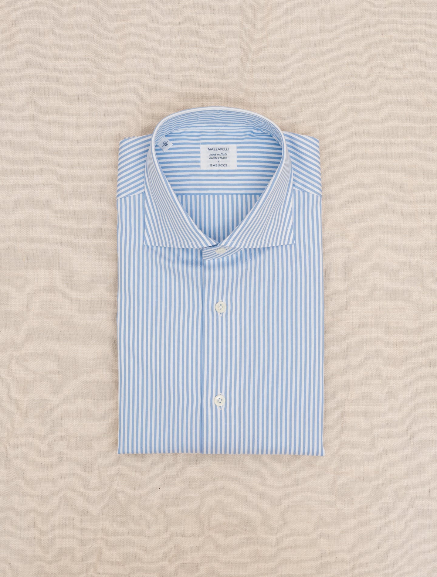 Striped Cotton Cut Away Shirt Light Blue Mazzarelli Shirts Gabucci