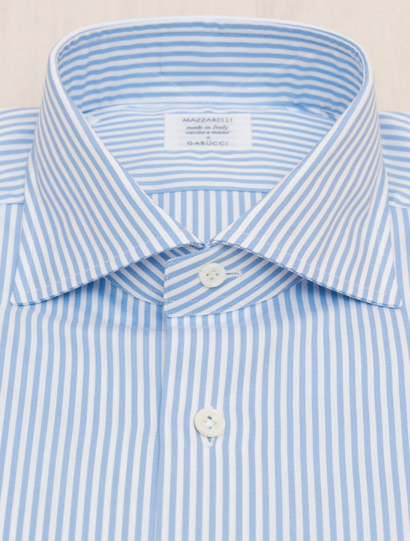 Striped Cotton Cut Away Shirt Light Blue Mazzarelli Shirts Gabucci