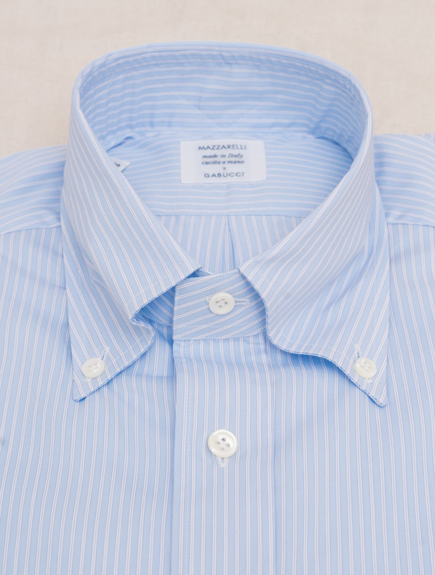 Striped Cotton IVY Fit Shirt Light Blue Mazzarelli Shirts Gabucci