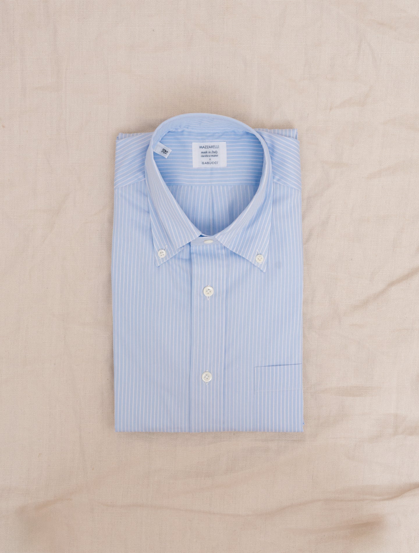 Striped Cotton IVY Fit Shirt Light Blue Mazzarelli Shirts Gabucci