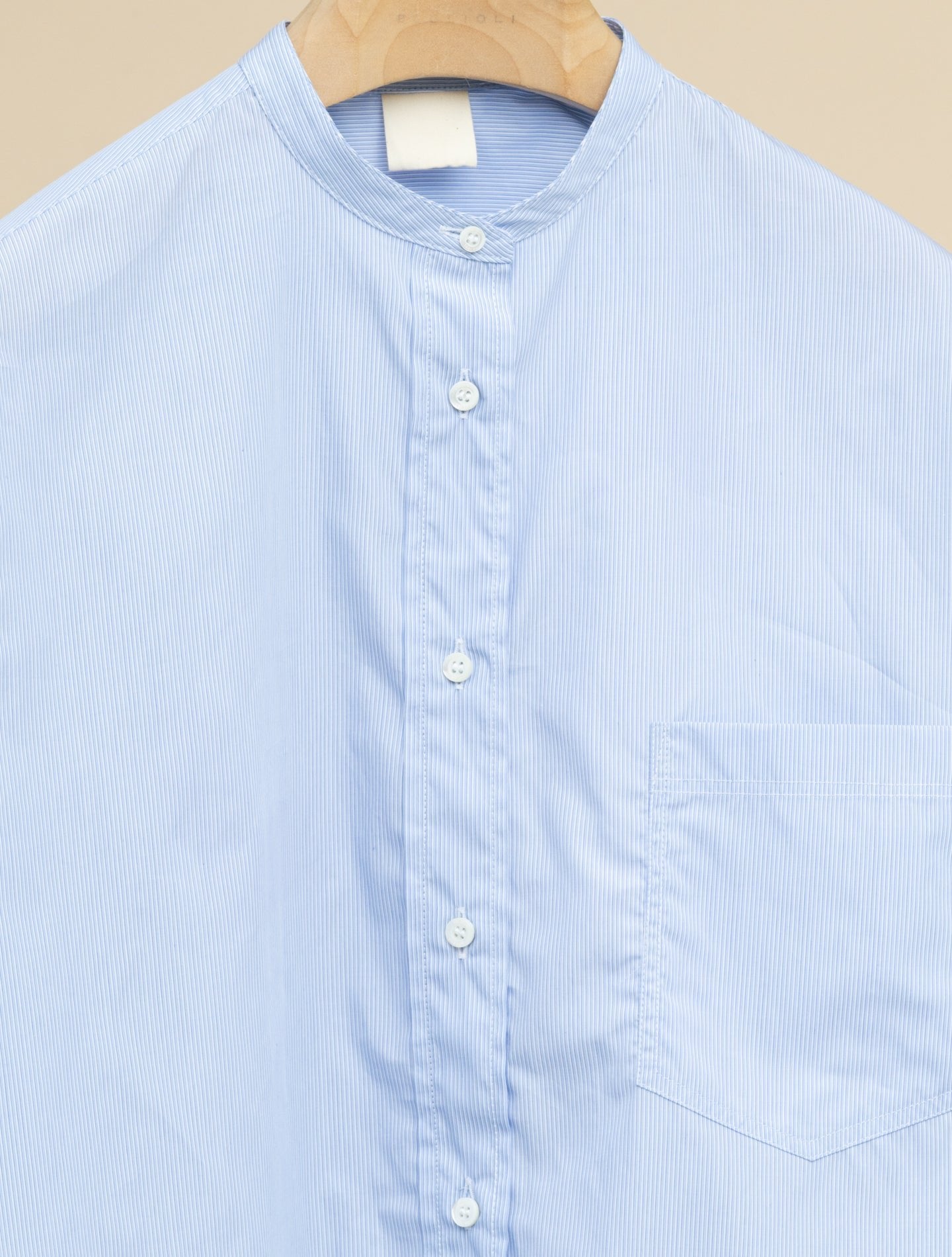 Striped Cotton Mandarin Collar Shirt - AA Capsule Collection Light Blue Aspesi Shirts IT 38