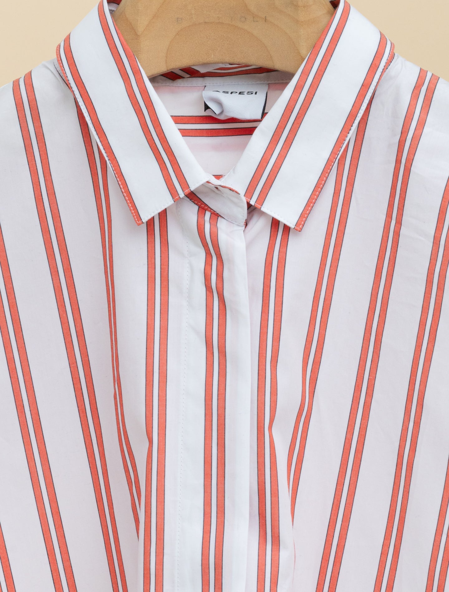 Striped Cotton Poplin Short Sleeve Shirt Red Aspesi Shirts IT 38
