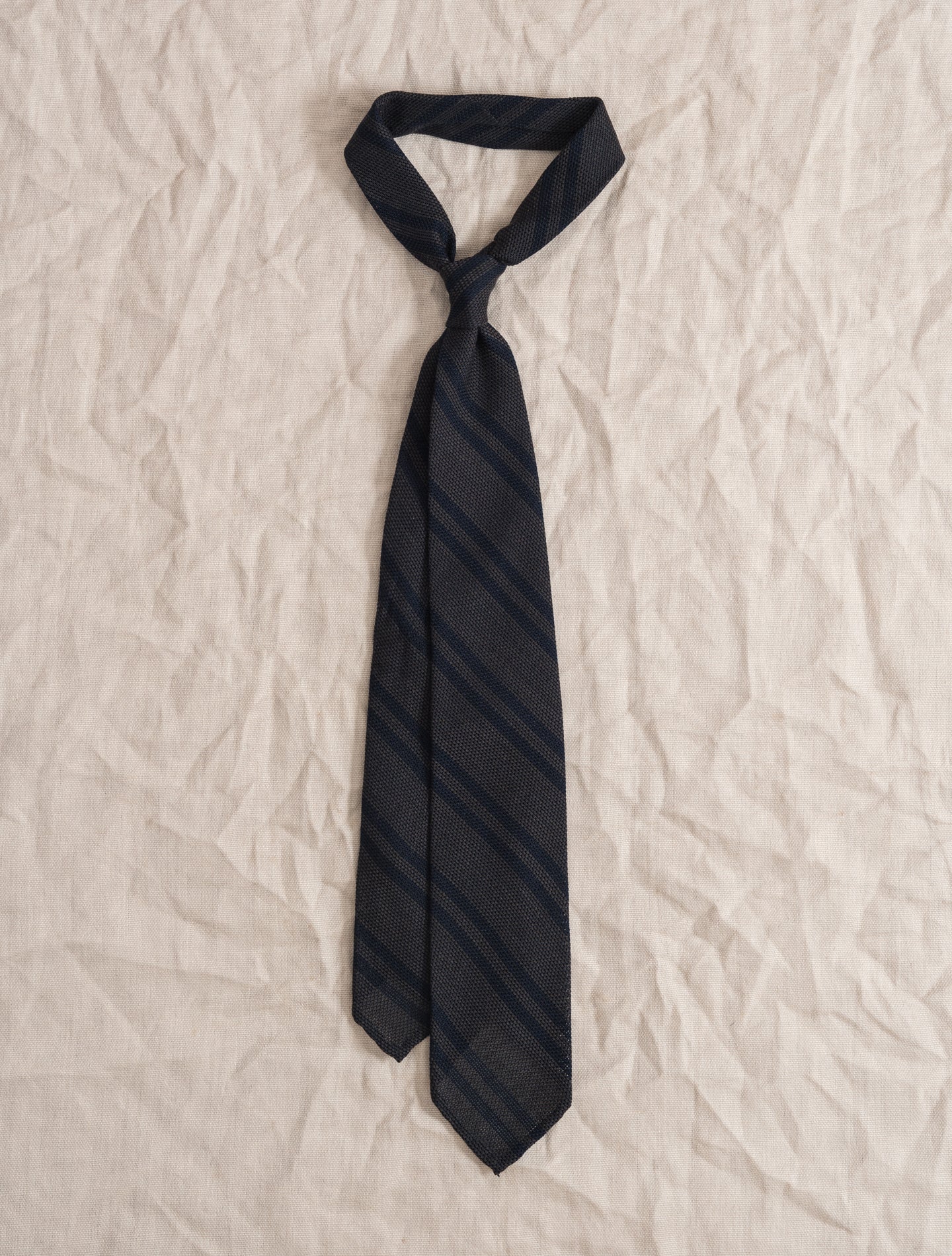 Striped Garza Wool Silk Tie Brown | Gabucci