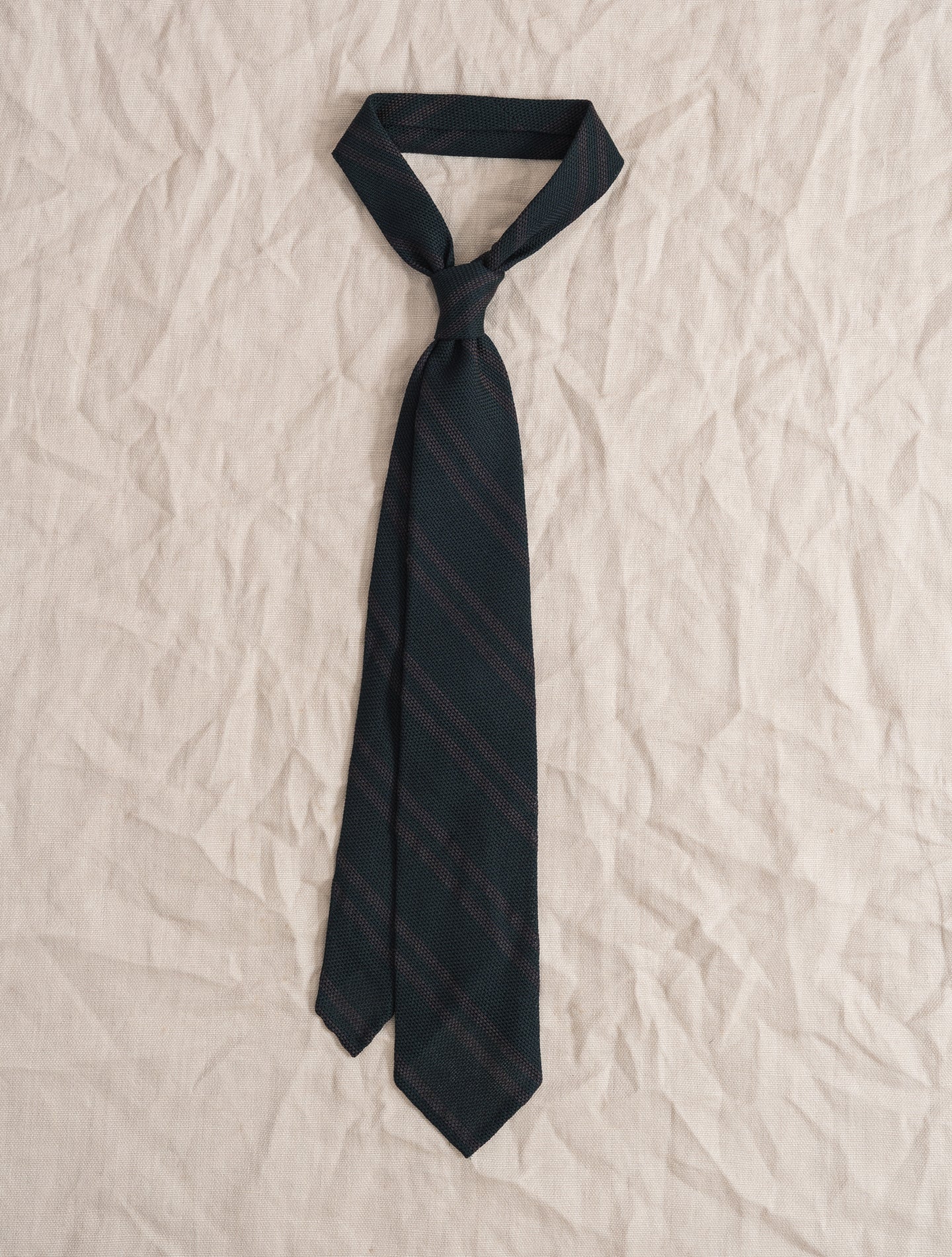 Striped Garza Wool Silk Tie Green | Gabucci