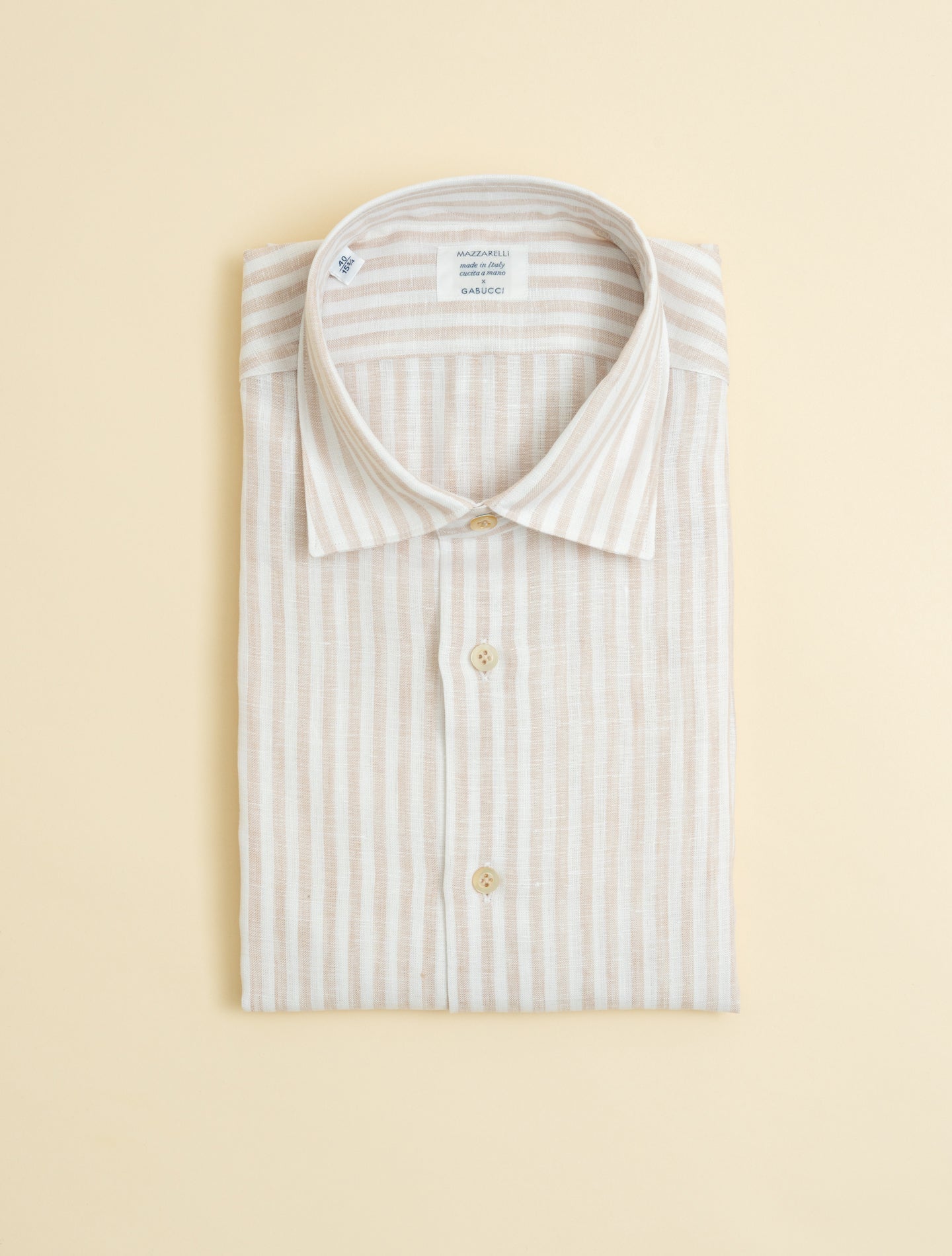 Striped Linen Relaxed Fit Shirt Beige Mazzarelli Shirts 39