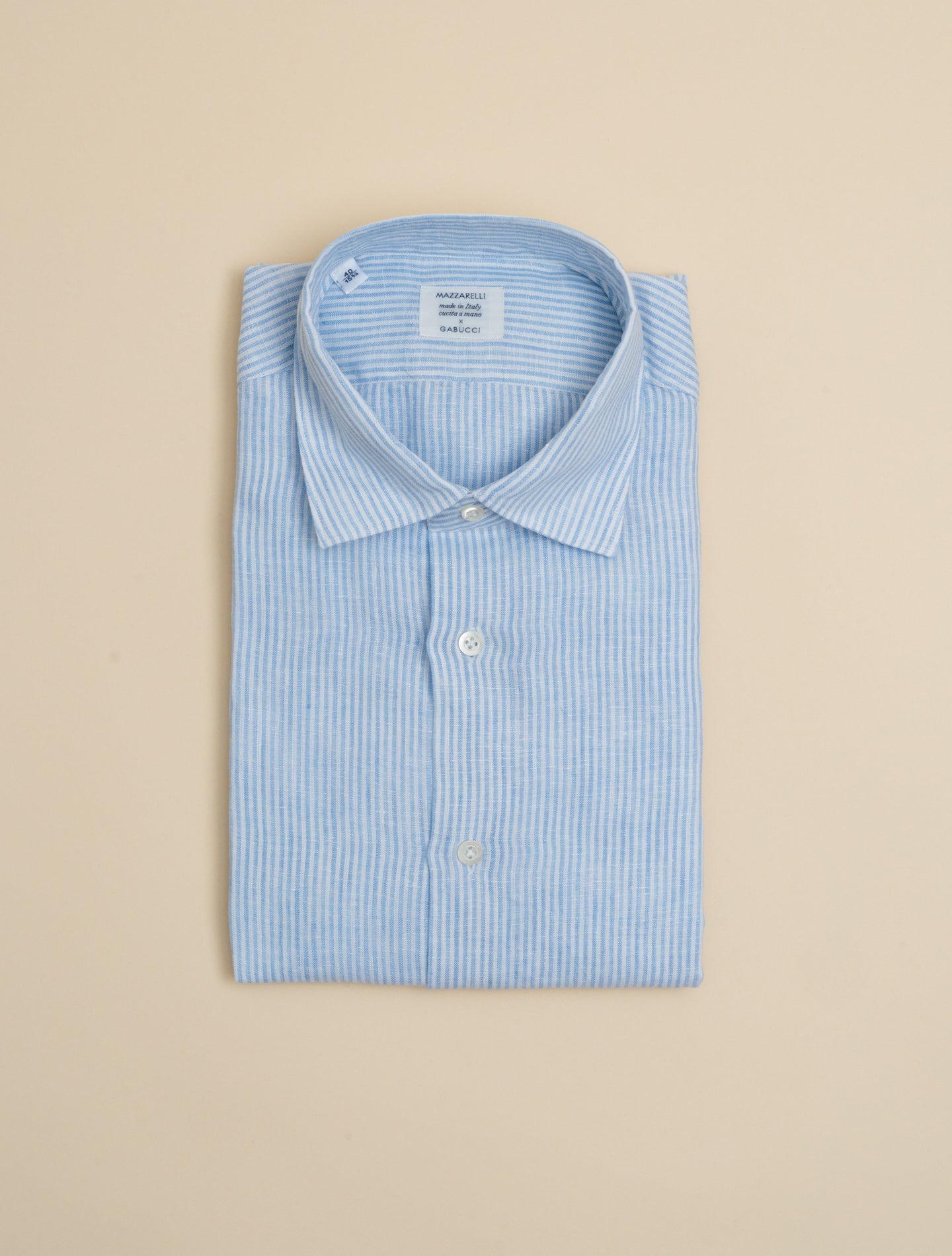 Striped Linen Relaxed Fit Shirt Light Blue Mazzarelli Shirts 38