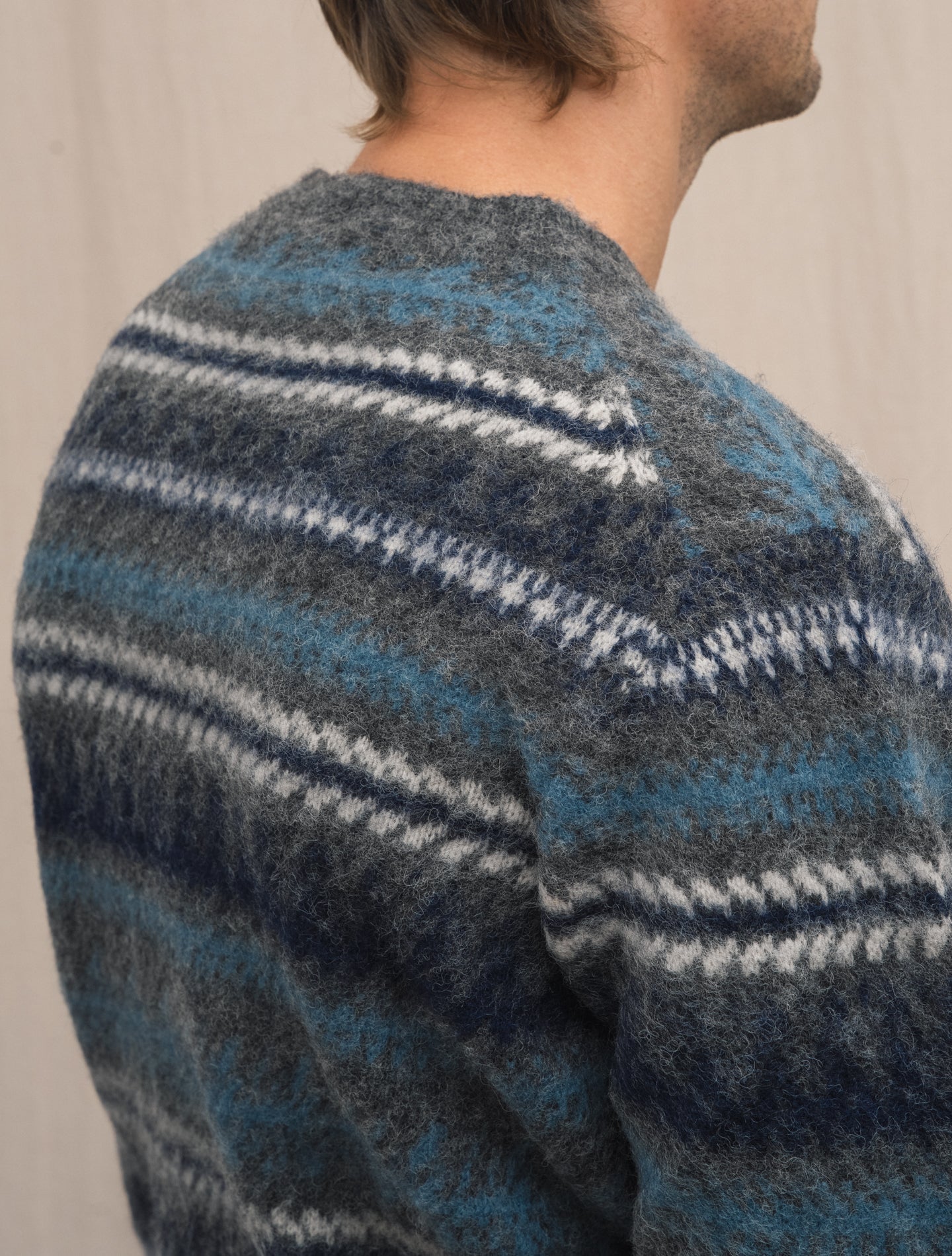 Striped Shaggy Dog Crewneck Blue Aspesi Knitwear 50