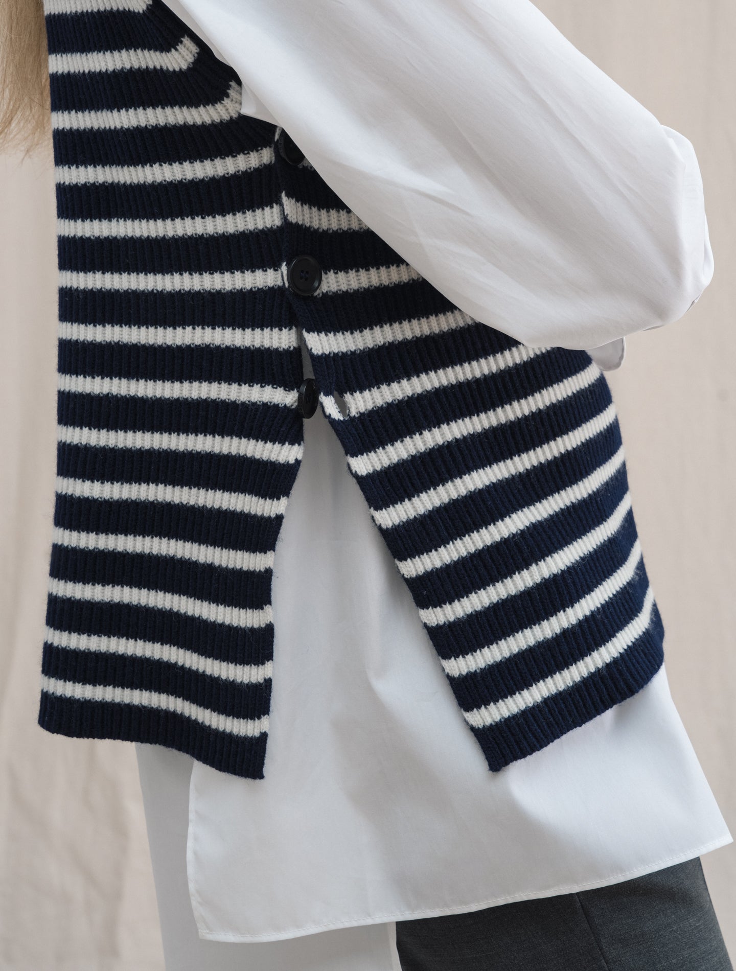 Striped Wool Rollneck Navy | Gabucci