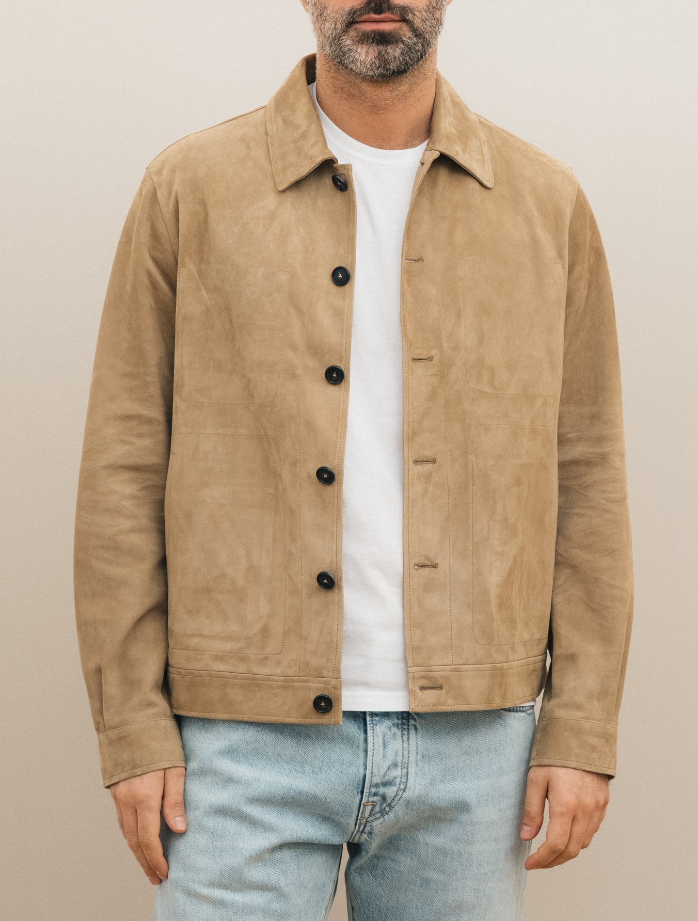 Strozzi Suede Jacket Beige Manto Outerwear 48