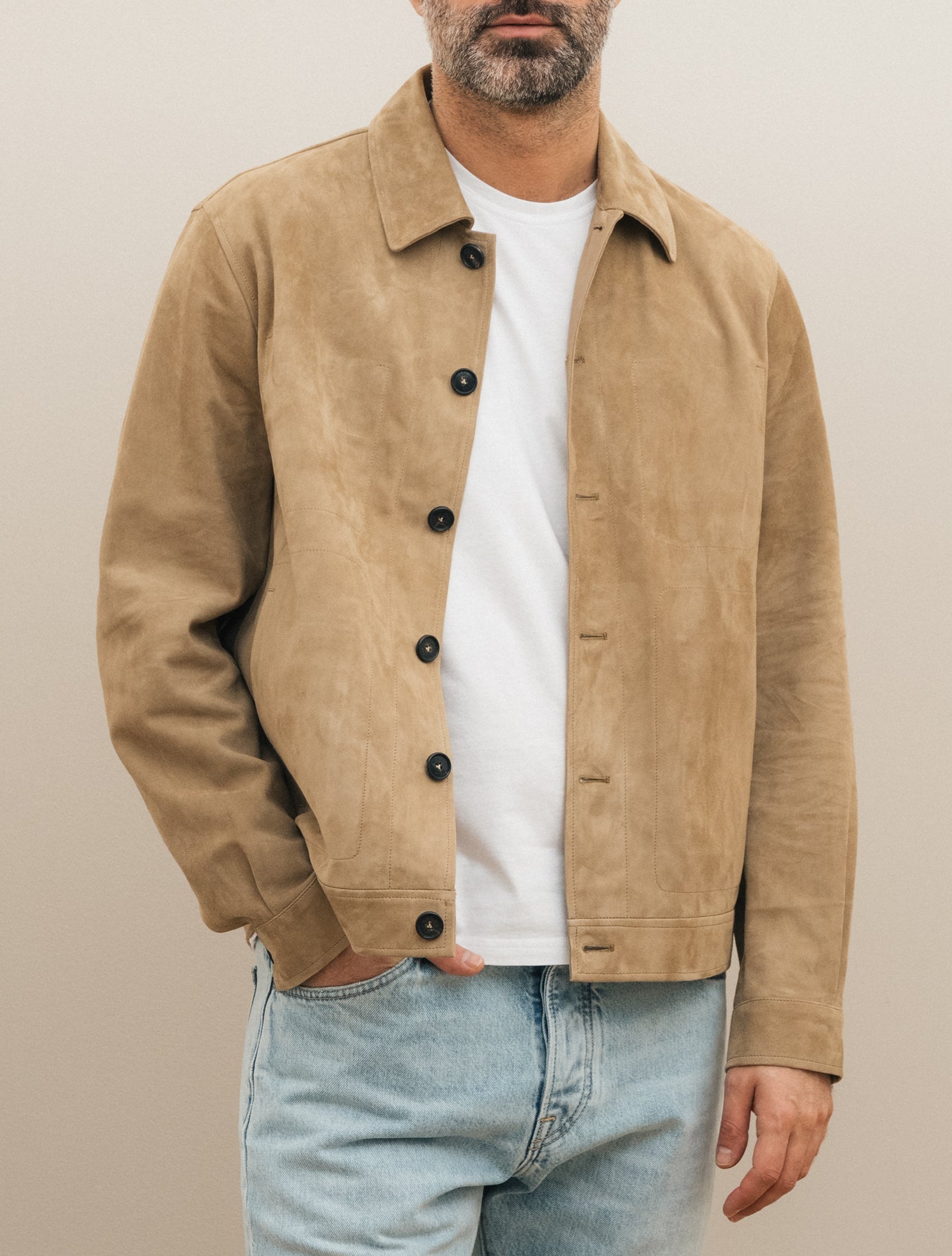 Strozzi Suede Jacket Beige Manto Outerwear 48