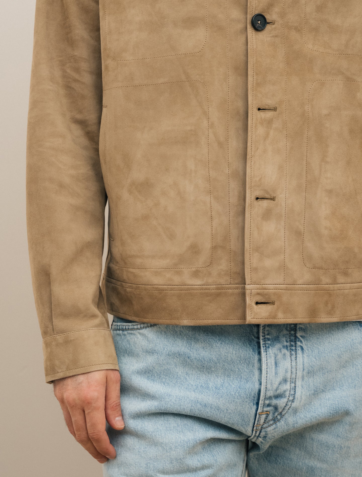 Strozzi Suede Jacket Beige Manto Outerwear 48