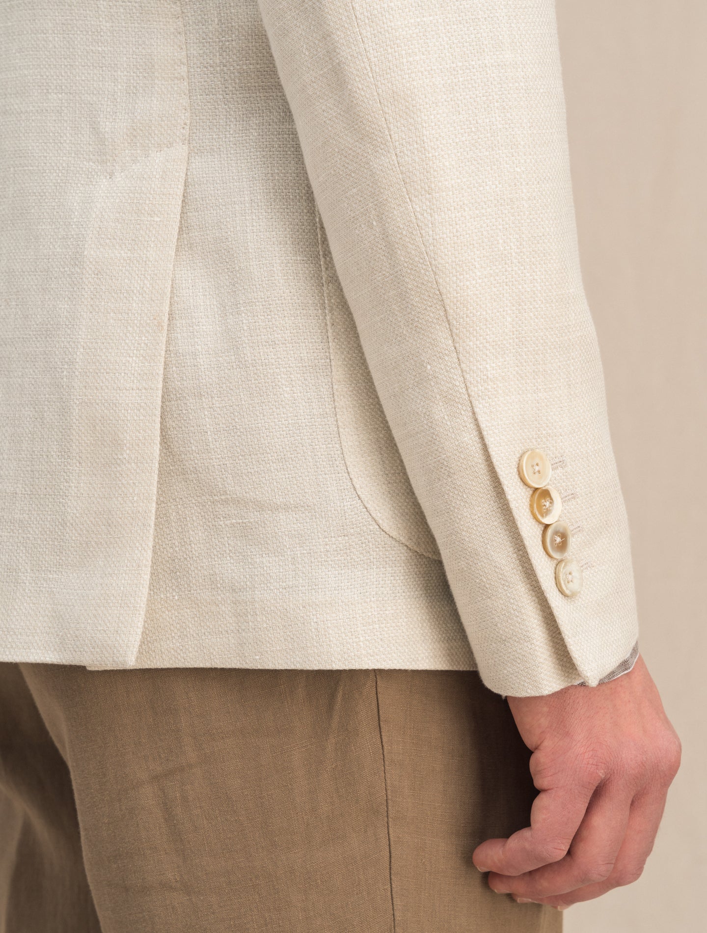 Structured Linen Wool Single Breasted Jacket Off White Lardini Jackets 48
