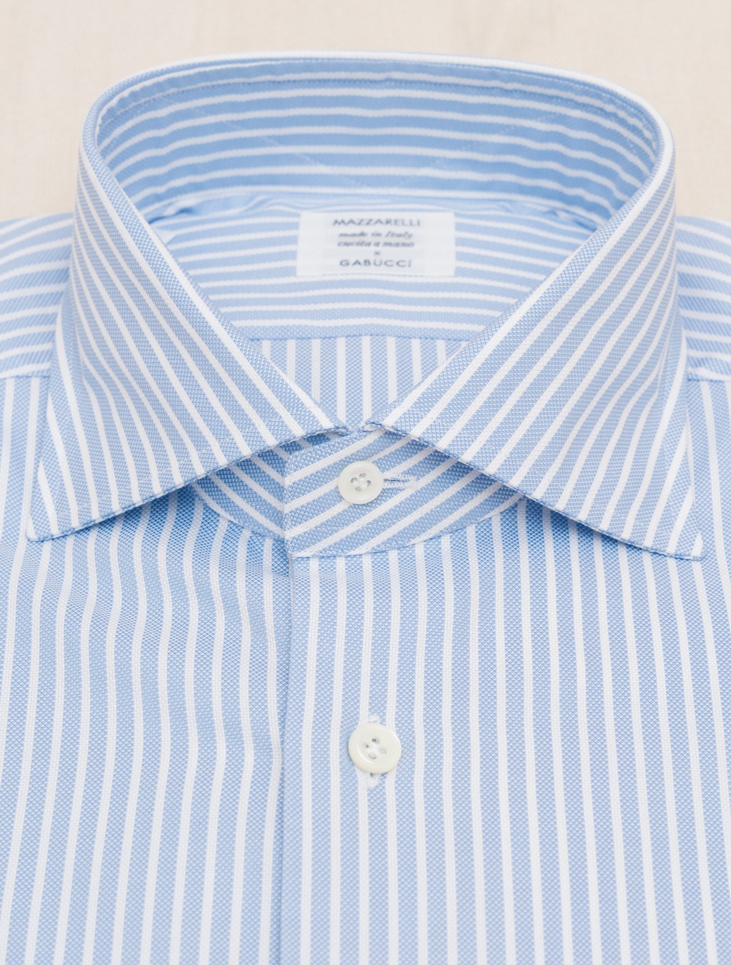 Structured Reverse Stripe Cut Away Shirt Blue Mazzarelli Shirts Gabucci