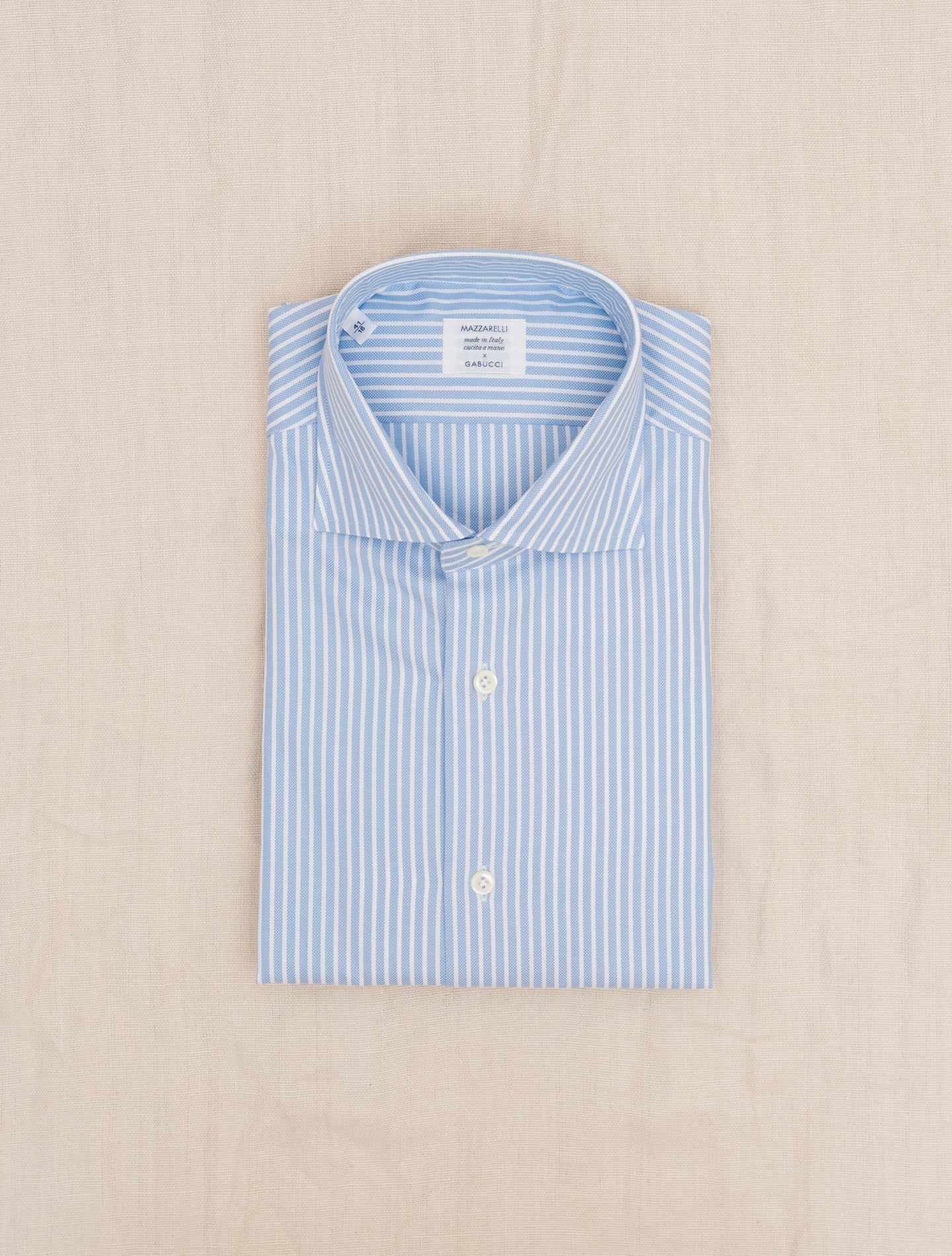 Structured Reverse Stripe Cut Away Shirt Blue Mazzarelli Shirts Gabucci