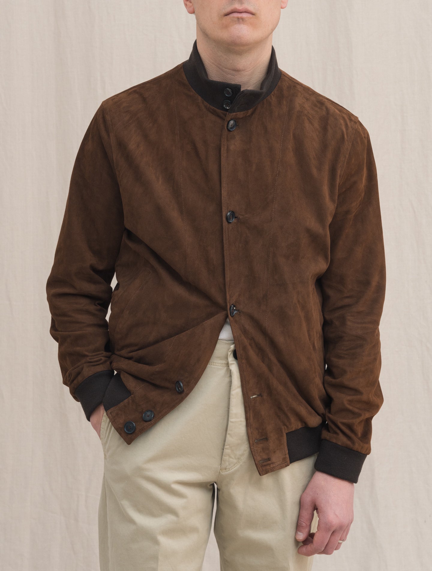 Suede Bomber Jacket Brown Manto Outerwear 48