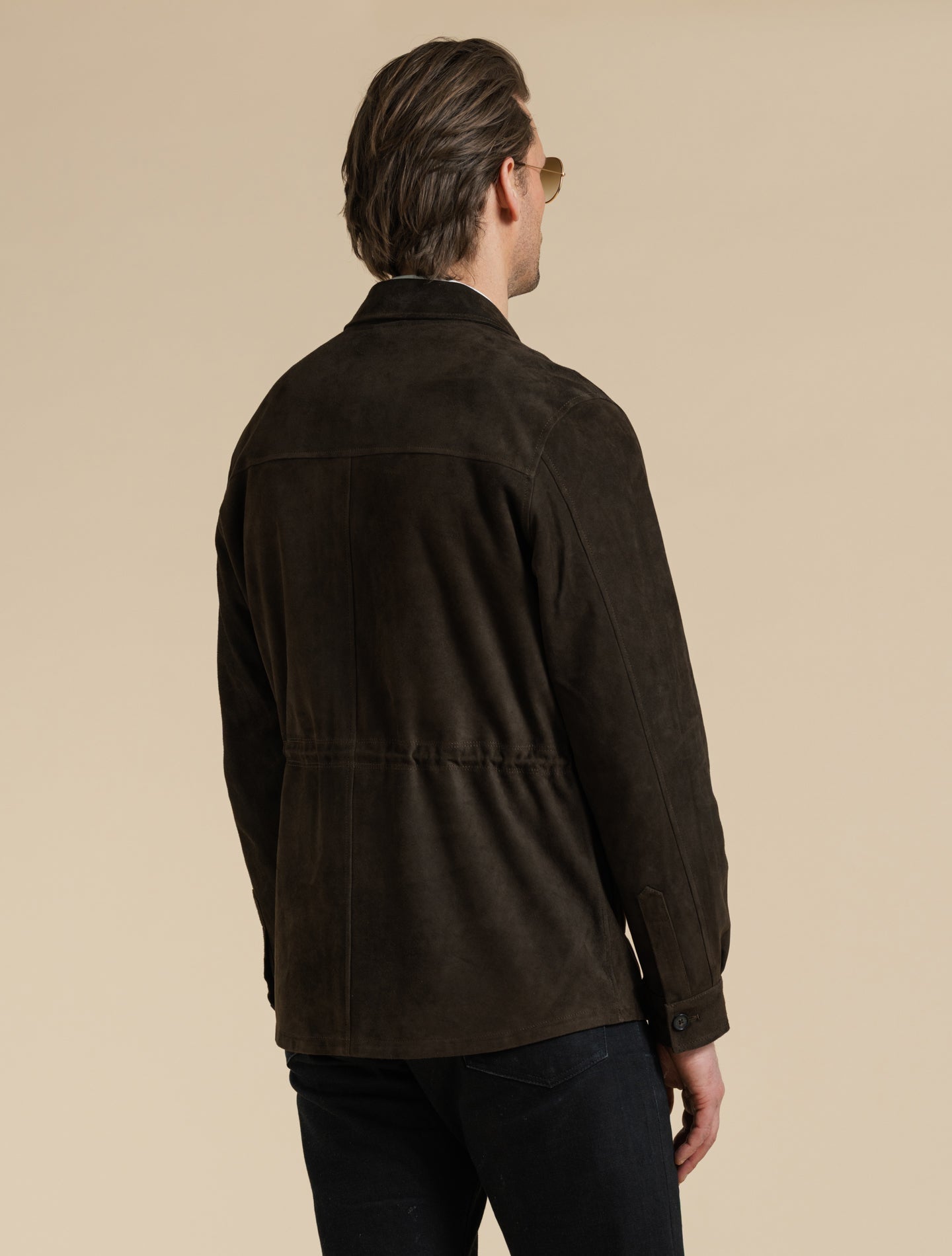 Suede Field Safari Jacket Dark Brown Manto Outerwear 48
