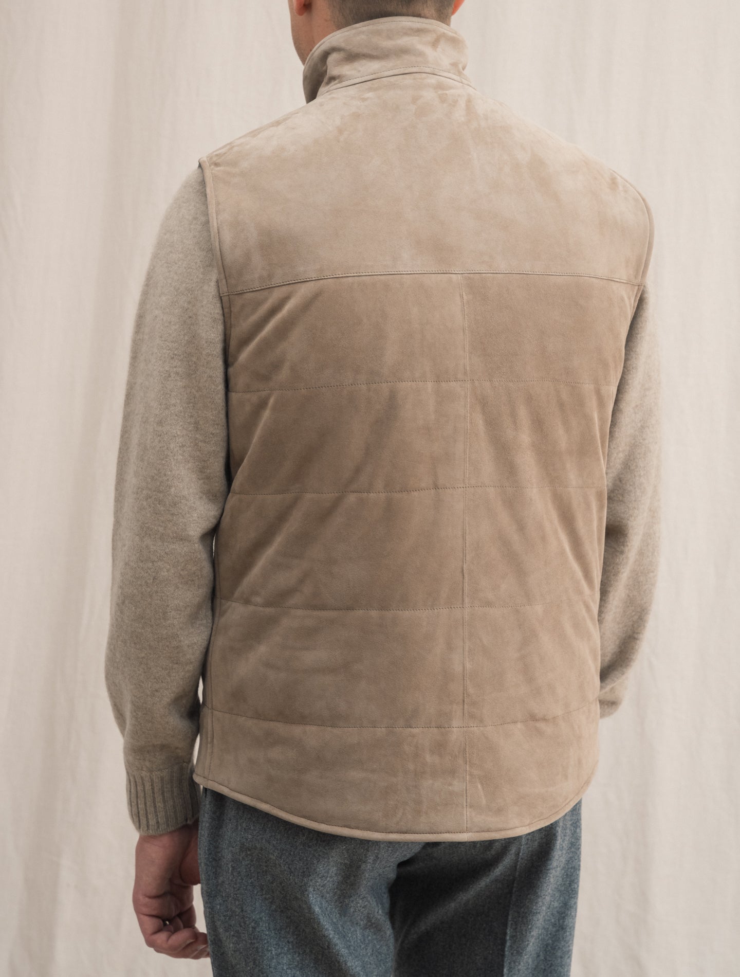 Suede Luca Vest Beige | Gabucci