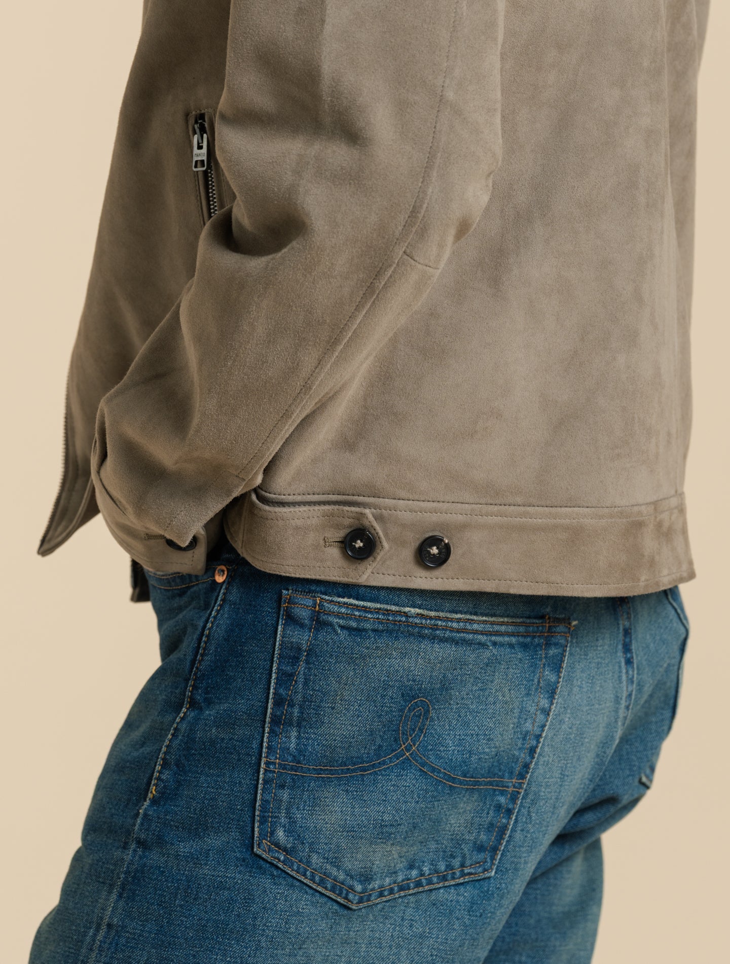 Suede Strozzi Zip Jacket Light Taupe Manto Outerwear 48