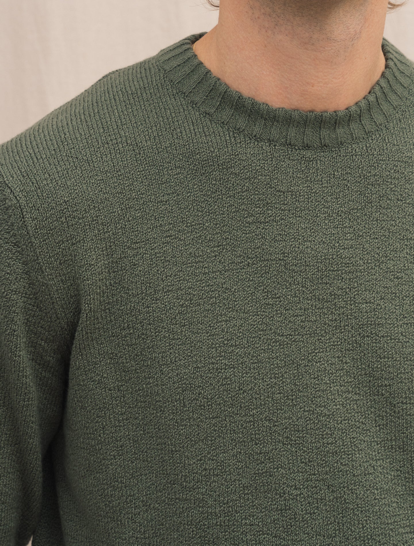 Super Soft Cotton Boucle Crewneck Sweater Green Fioroni Knitwear 48