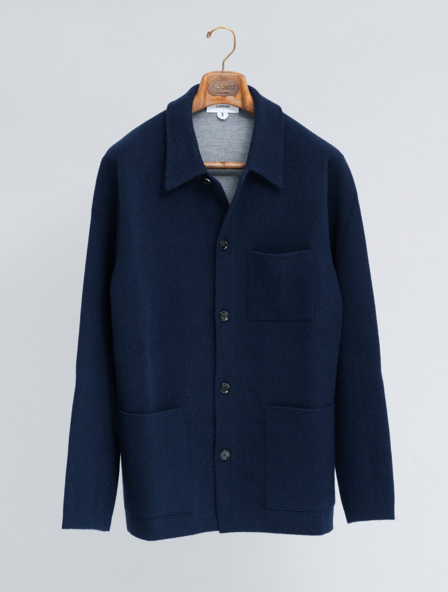 Supergeelong Merino Wool Shirt Jacket Navy Lardini Knitwear S