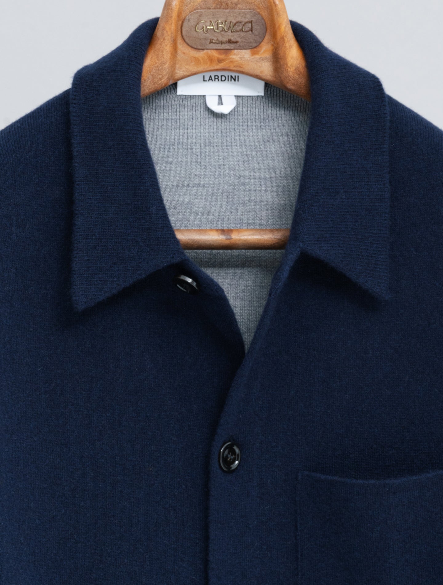 Supergeelong Merino Wool Shirt Jacket Navy Lardini Knitwear S