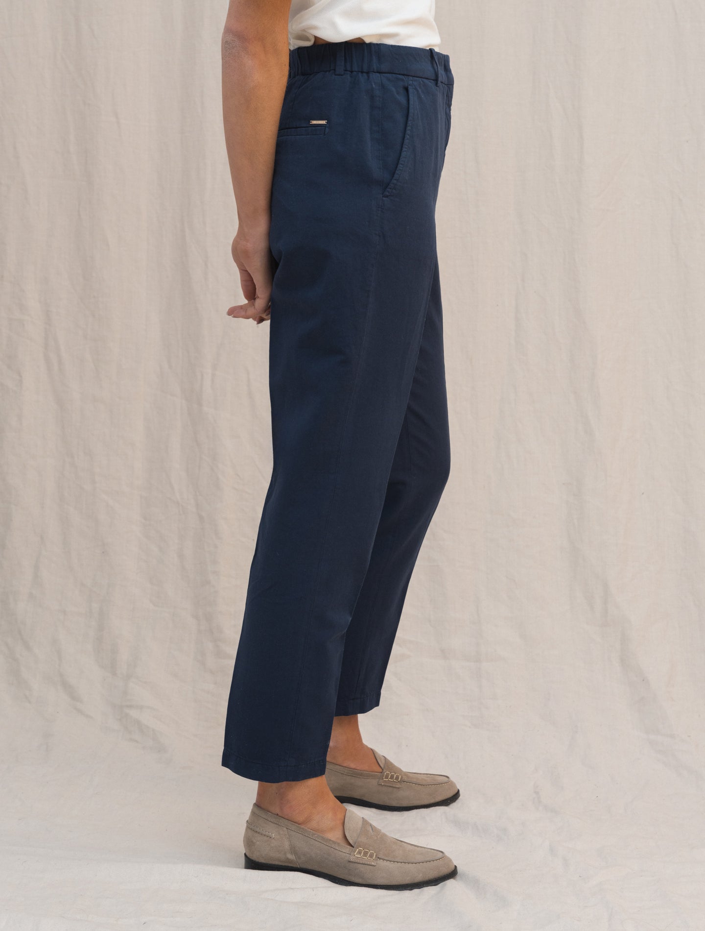 Tapered Cotton Linen Trousers Blue Slowear Trousers IT 38