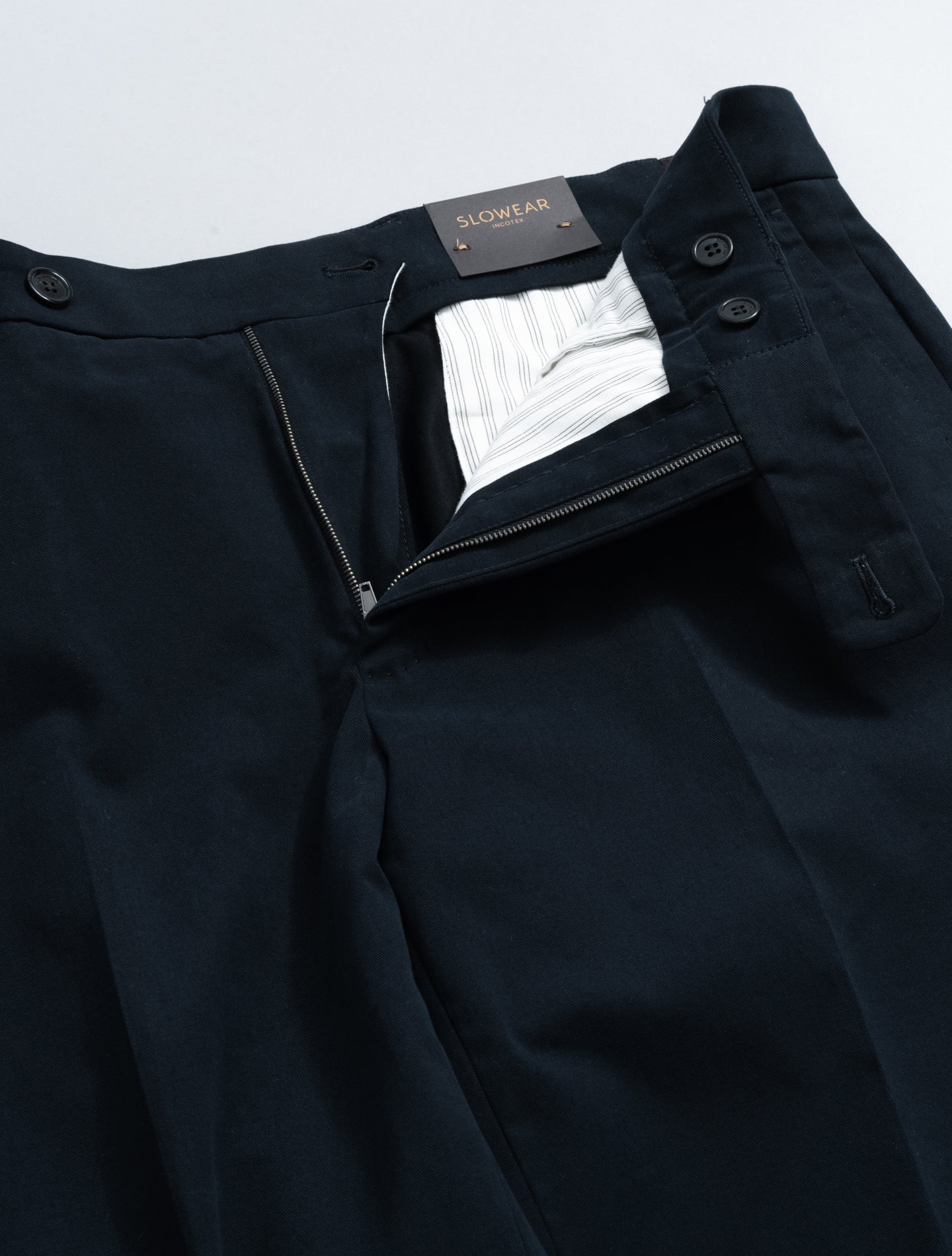Tapered Fit Cotton Gabardine Trousers Navy Incotex Trousers 48