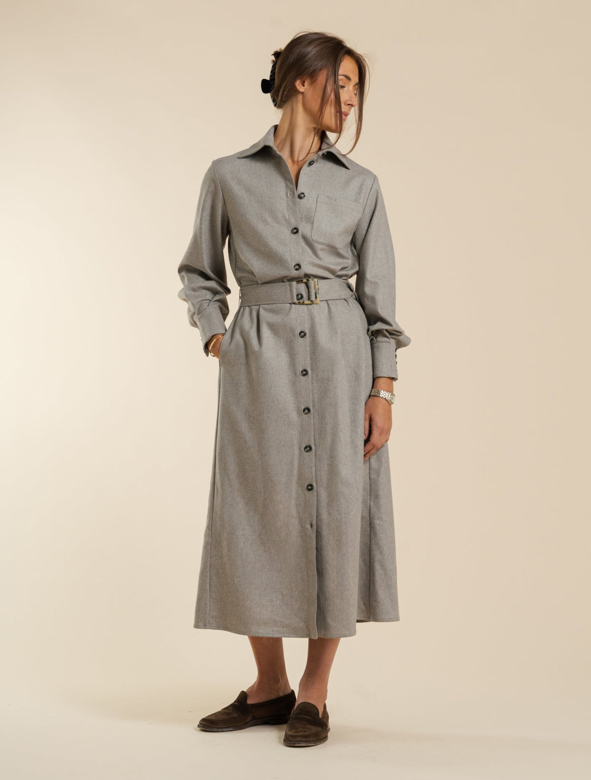 Tessa Flanell Shirt Dress Beige Fedeli Dresses IT 38