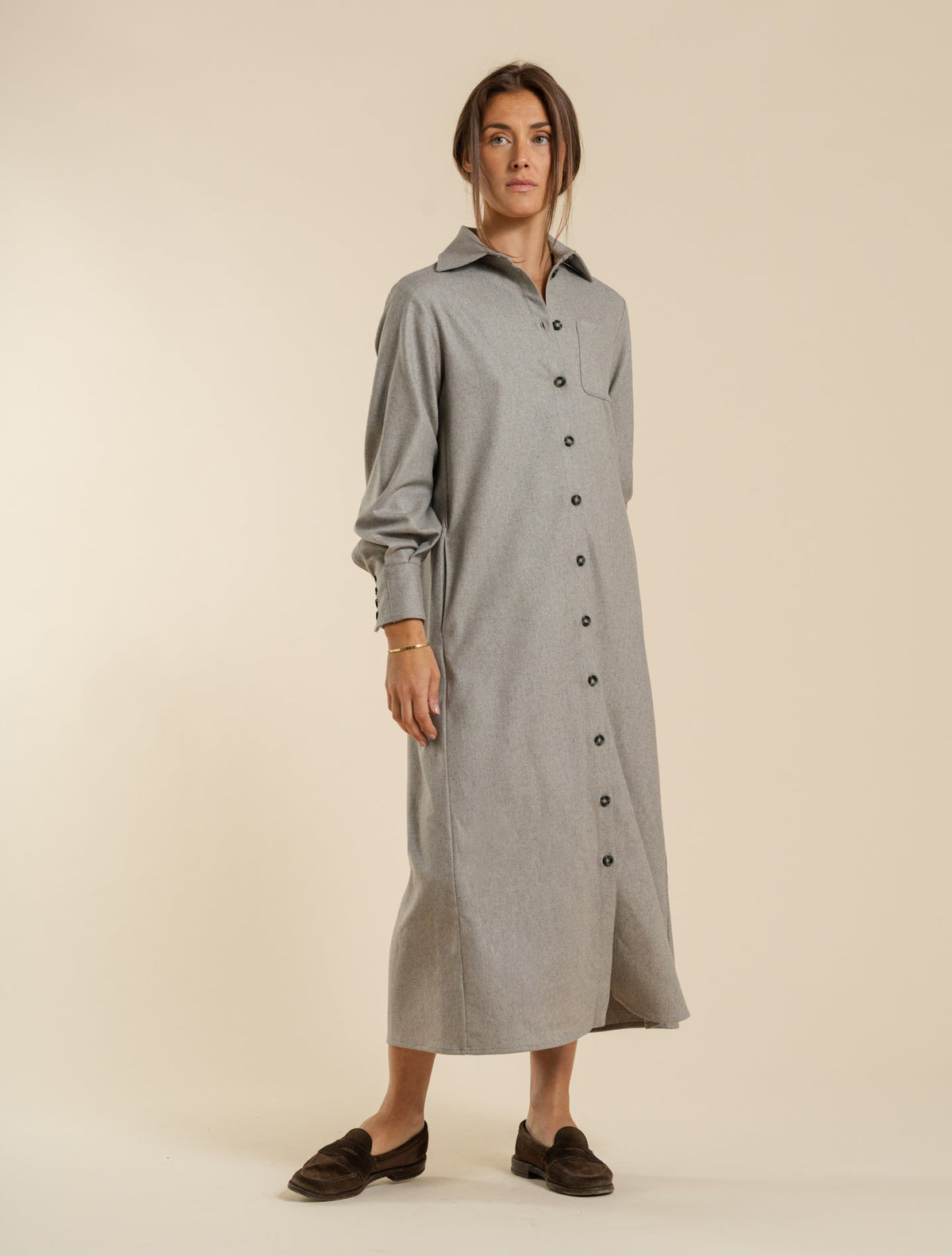 Tessa Flanell Shirt Dress Beige Fedeli Dresses IT 38